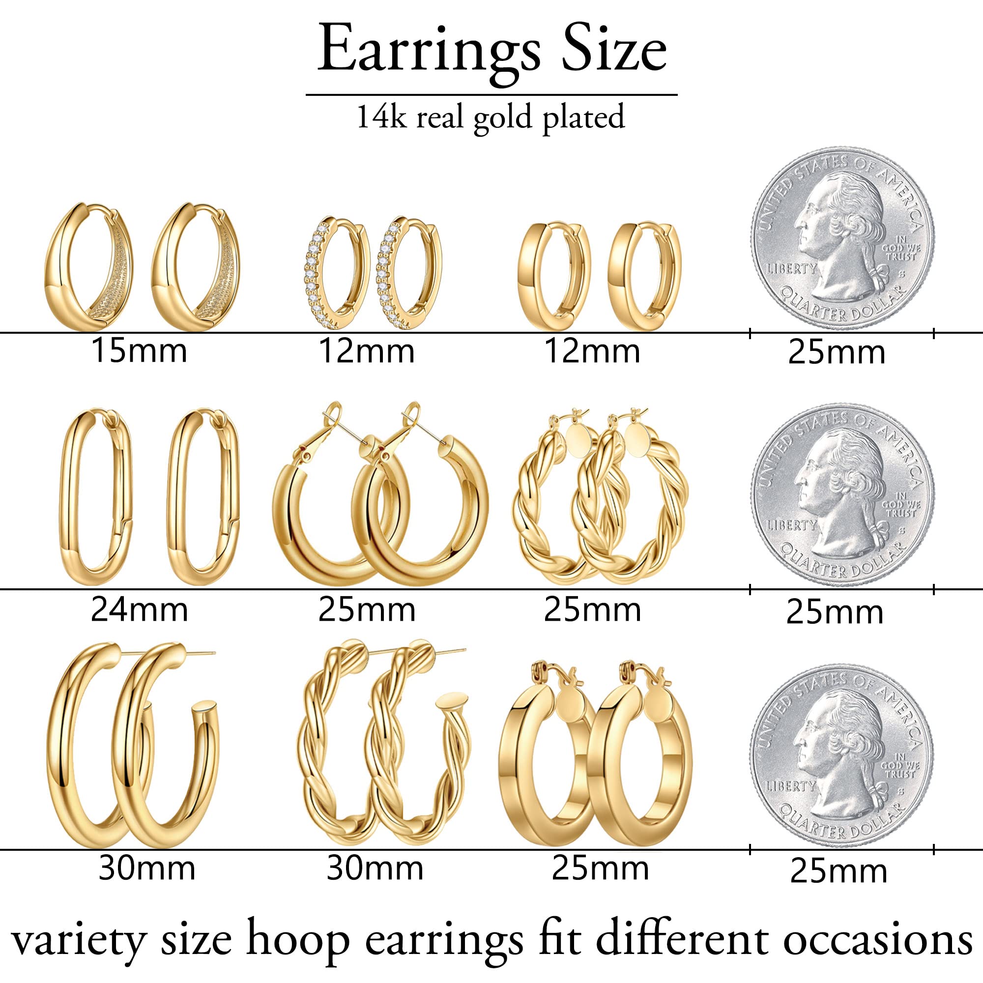Yesteel Gold Hoop Earrings - 14k Gold Plated Small Hoop Earrings for Women Trendy Hypoallergenic Womens Hoops Huggie Earring, Jewelry Gifts for Women Her