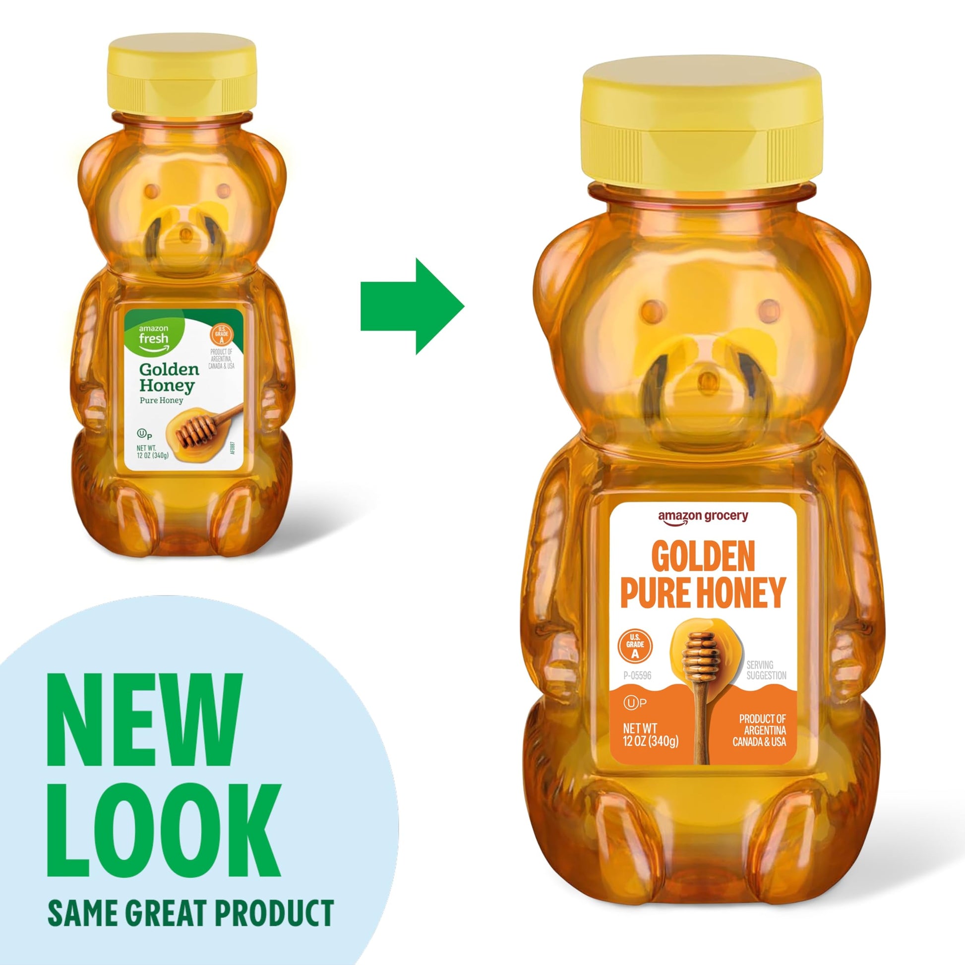 Amazon Grocery, Golden Pure Honey, 12 Oz (Previously Amazon Fresh, Packaging May Vary)