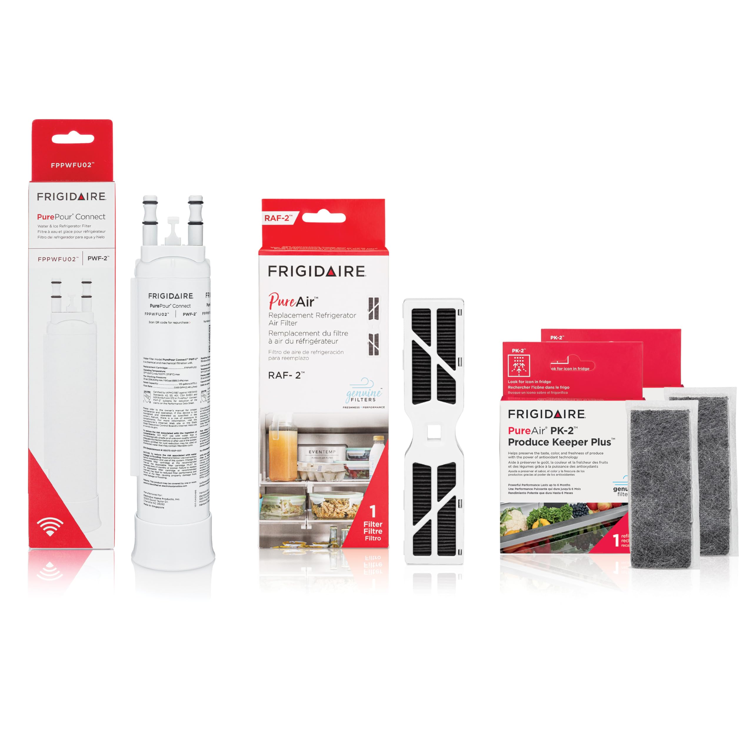 Frigidaire PurePour® PWF-2™ FPPWFU02 + PureAir® RAF-2™ FRGPAAF2 + PureAir® PK-2™ FRPAPK2RF Water & Air Filter Combo