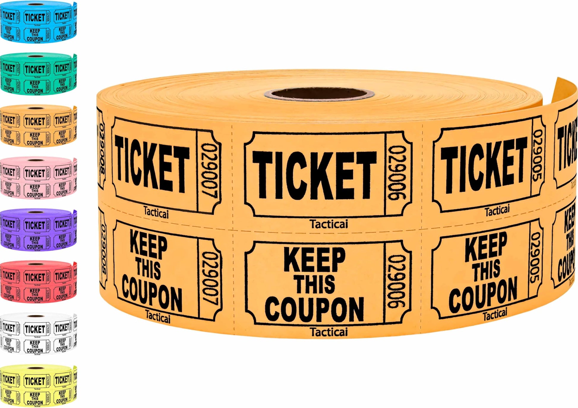1000 Tacticai Raffle Tickets, Blue (8 Color Selection), Double Roll, Ticket for Events, Entry, Class Reward, Fundraiser & Prizes