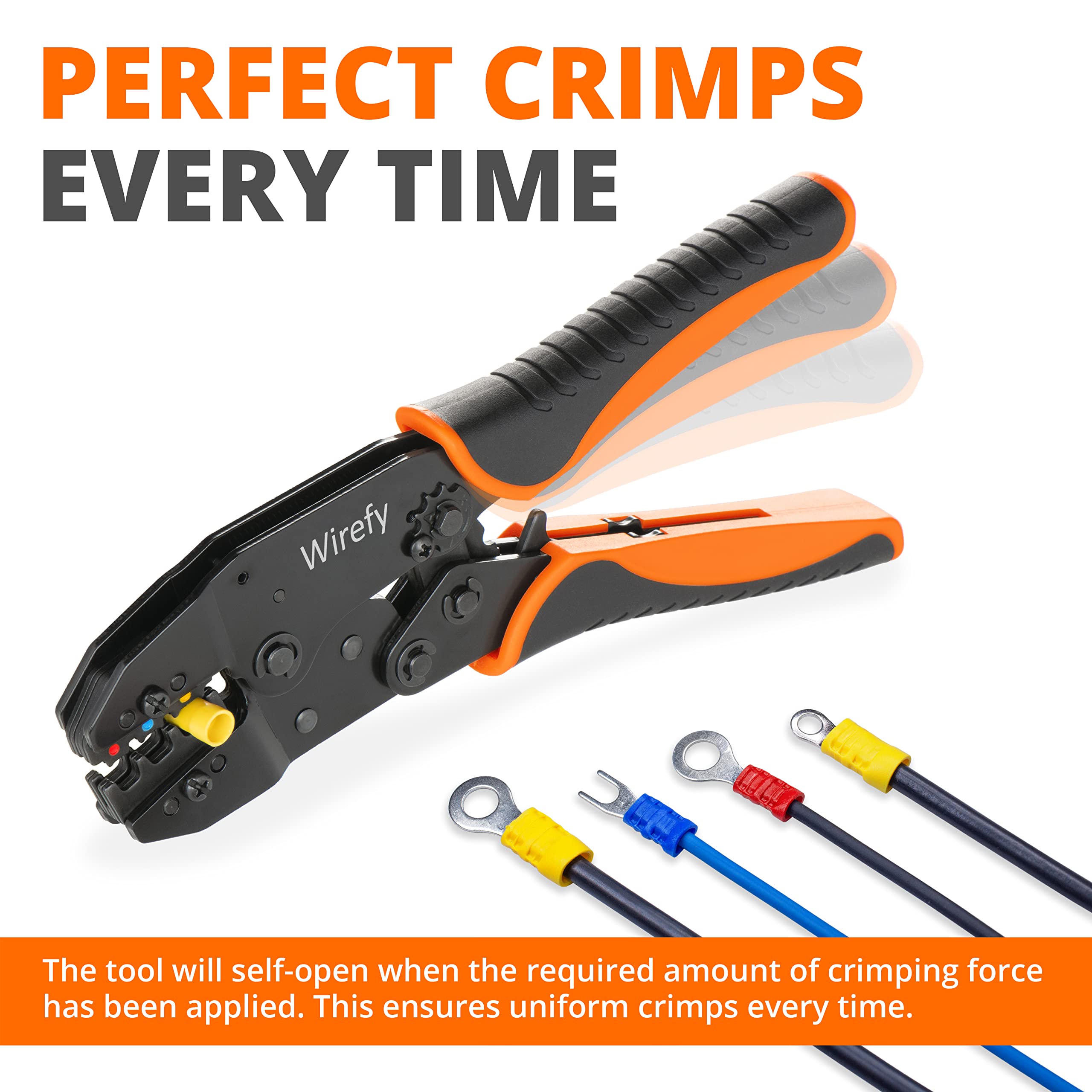 Wirefy Crimping Tool For Insulated Electrical Connectors - Ratcheting Wire Crimper Tool - Crimping Pliers - Ratchet Terminal Crimper - Wire Crimping Tool | Crimper Tool Electrical and Crimp Tool