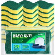 AIDEA Heavy Duty Scrub Sponge-24Count, Cleaning Scrub Sponge, Stink-Free Sponge, Effortless Cleaning Eco Scrub Pads for Dishes,Pots,Pans All at Once