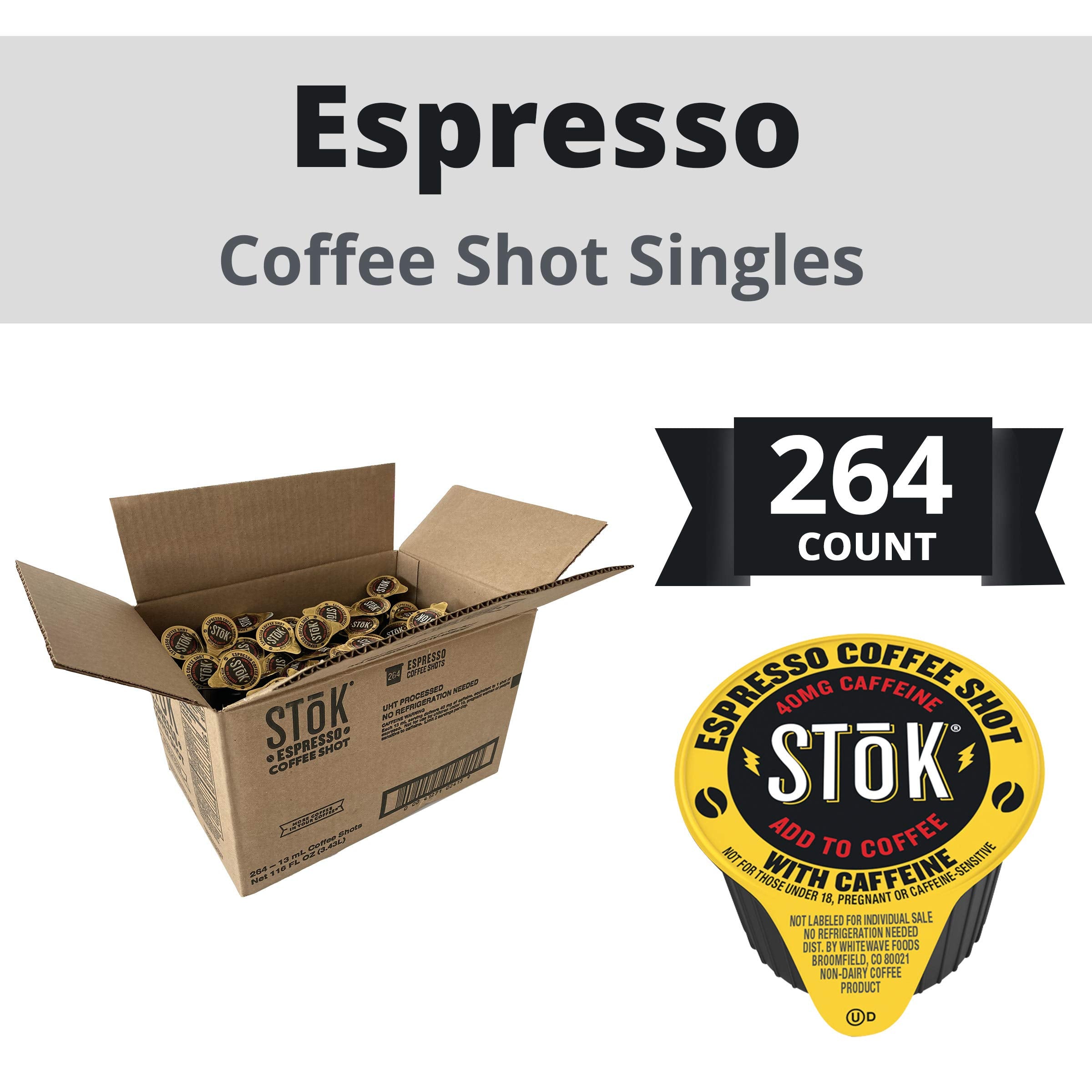 SToK Cold Brew Espresso Coffee Shots, Unsweetened, 0.43 Fl Oz (Pack of 264)
