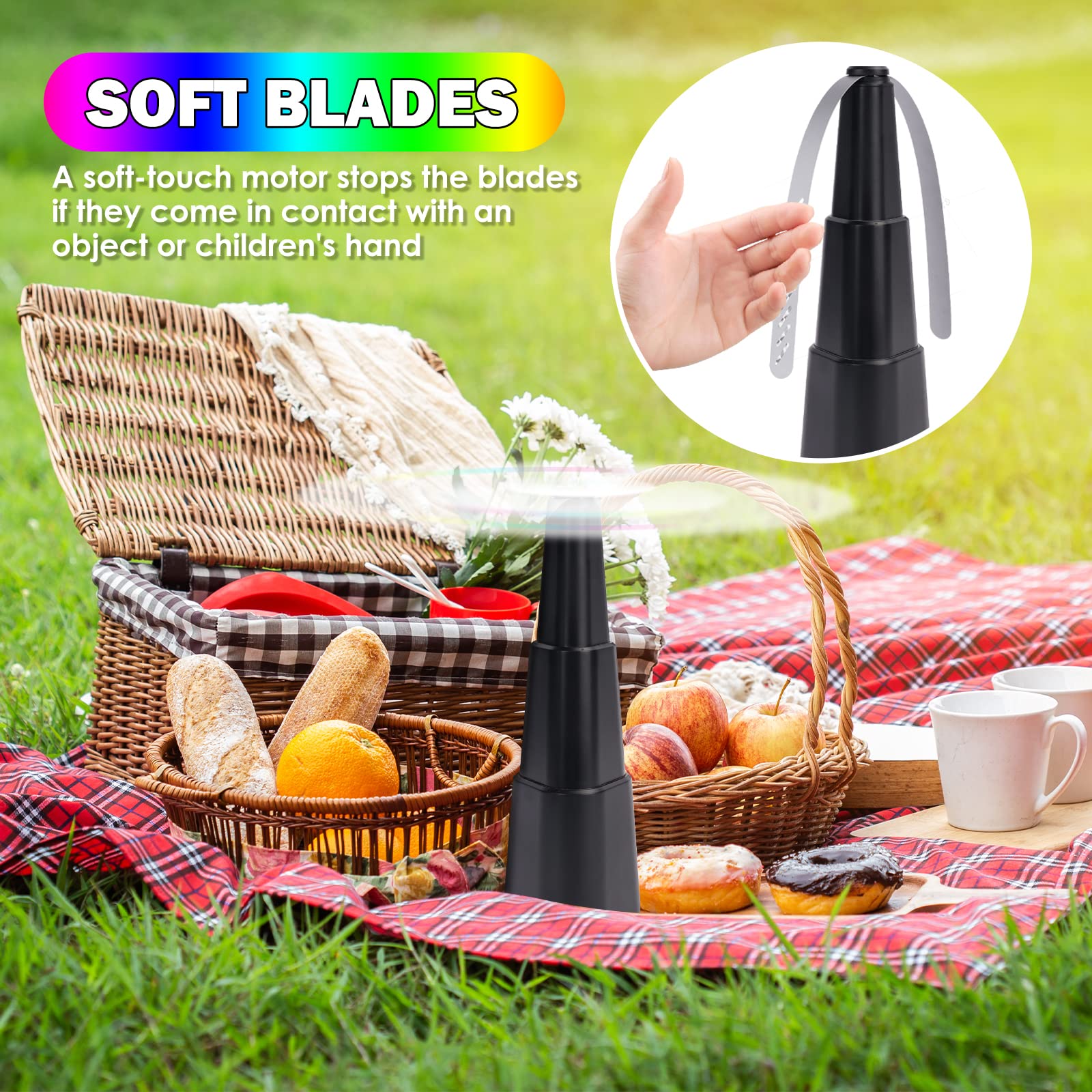 KTDRJN Fly Fans for Tables,Food Indoor Outside,4 Pack Portable Outdoor Picnic Fan,Batteries Powered Table Restaurant, Party, Home,Outdoor Dinner(Black)
