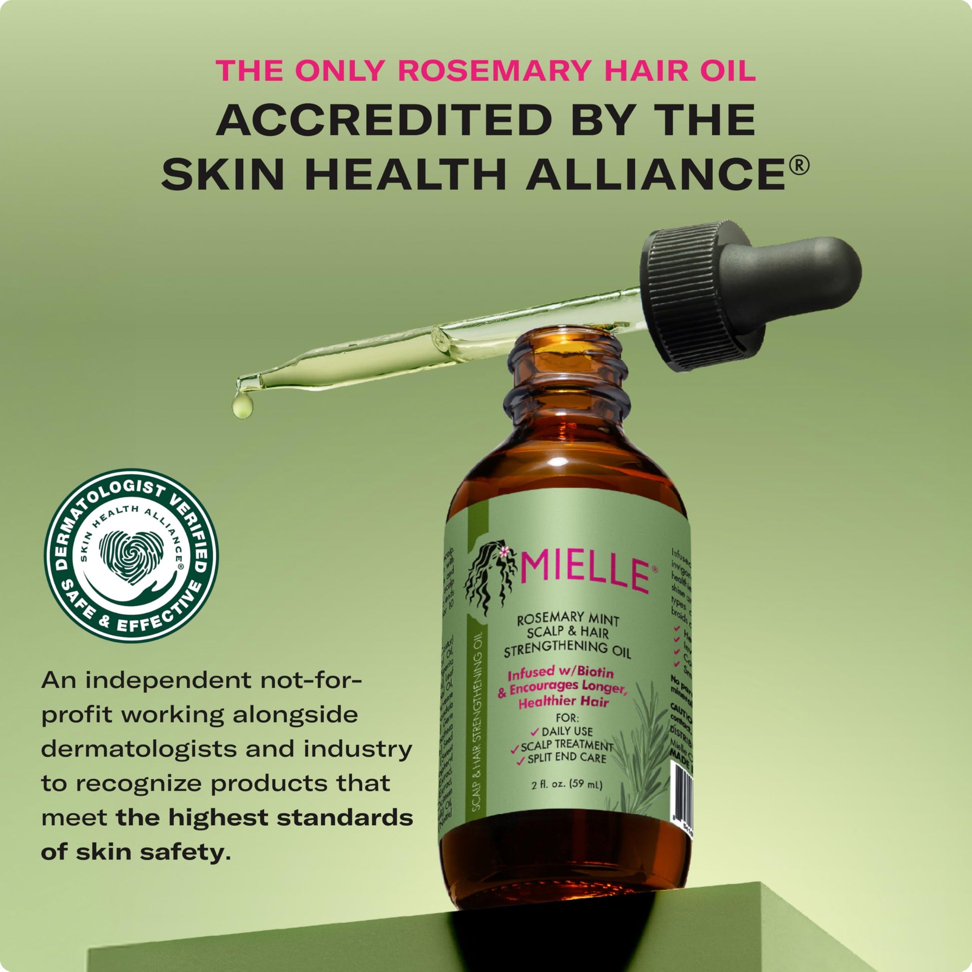 Mielle Organics Rosemary & Mint Hair Oil, Split Ends & Dry Scalp Treatment - Made with Biotin & Essential Oils for Strengthening, Soothing, Moisturizing & Encouraging Longer, Healthier Hair (2 Fl Oz)