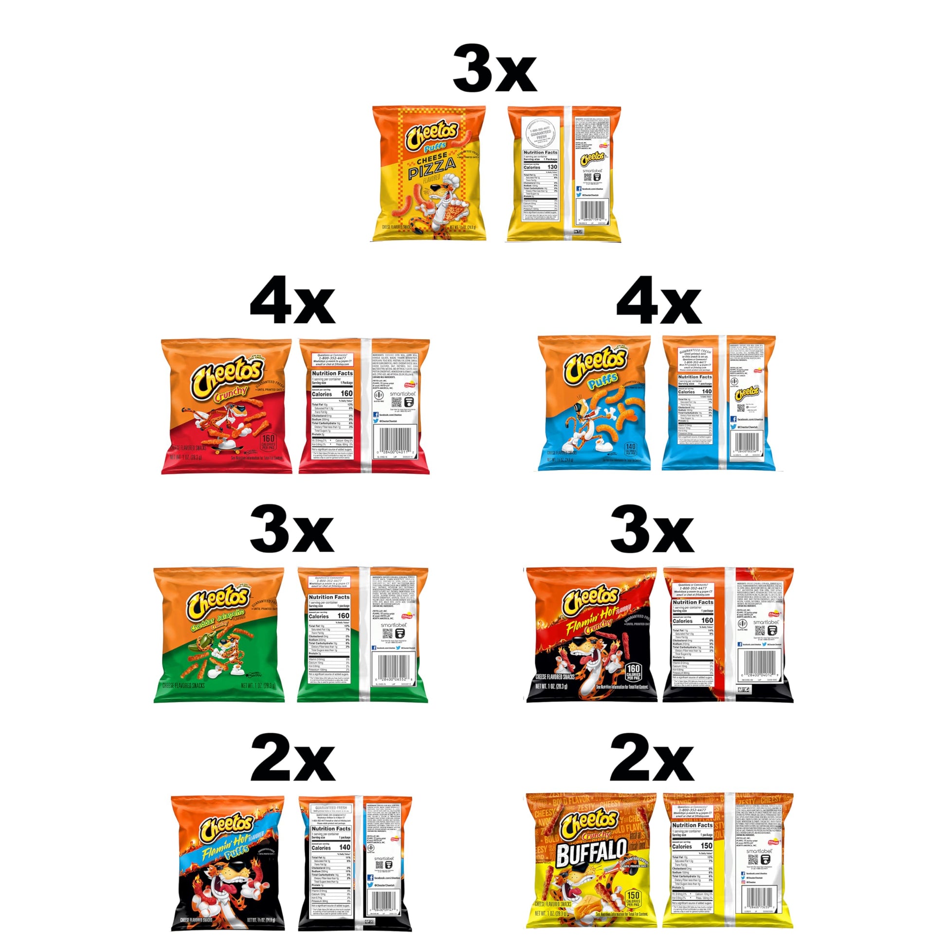 Cheetos Cheese Flavored Snacks Variety Pack of Chips (Pack of 21)