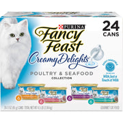 Purina Fancy Feast Wet Cat Food Variety Pack, Creamy Delights Poultry & Seafood Collection - (Pack of 24) 3 oz. Cans