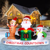 Alupssuc 8 FT Christmas Inflatable Outdoor Decorations with LED Christmas Countdown Clock, Snowman Santa and Gingerbread Man, Lighted Blow Up Lawn Yard Clearance for Indoor Xmas Holiday Party Decor