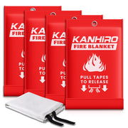 Emergency Fire Blanket for Home Kitchen - KANHIRO Fiberglass Fire Suppression Blanket Great for School, Fireplace, Grill, Car, Office, Warehouse (4 Pack, 39 in X 39 in)
