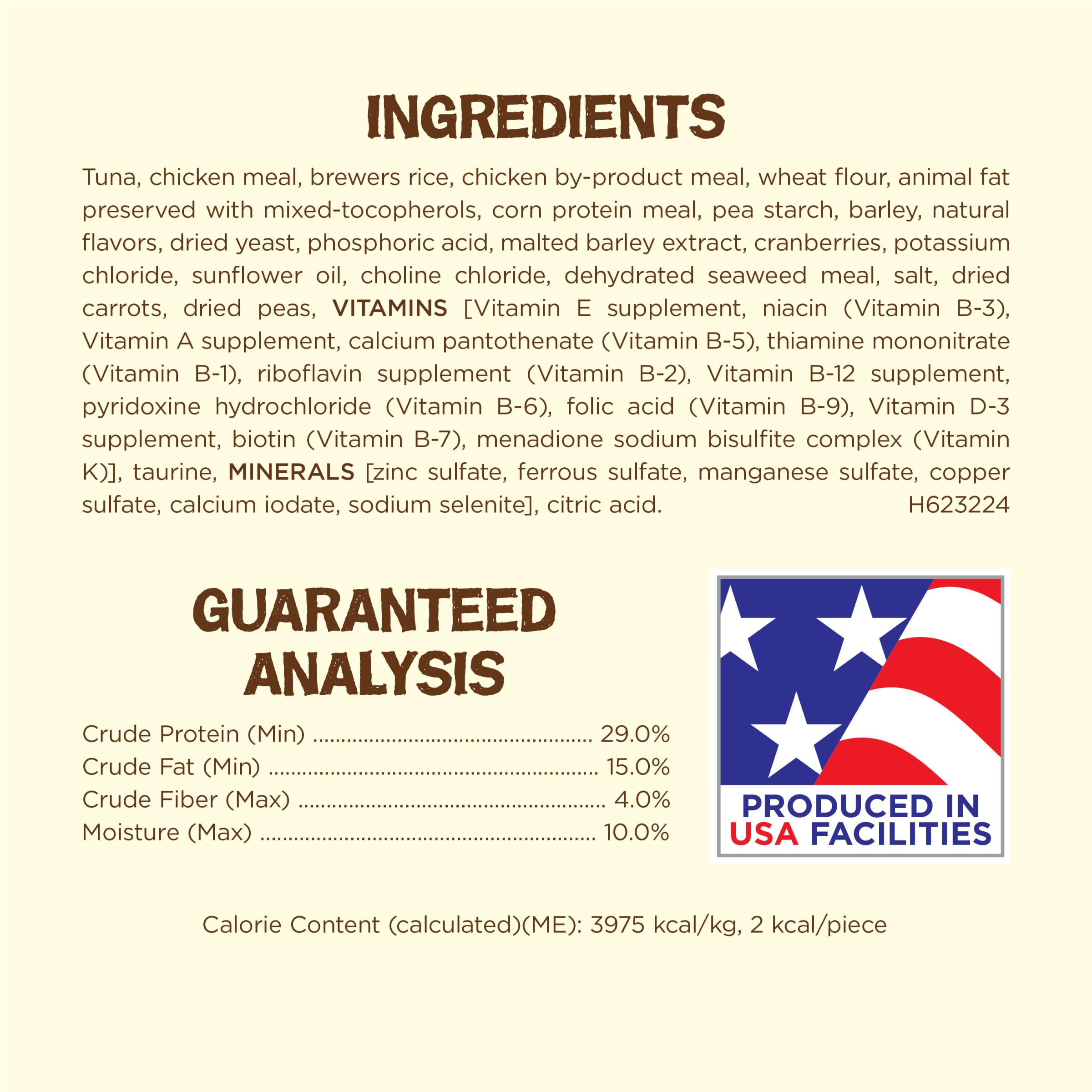 Purina Friskies Natural Cat Treats, Party Mix Natural Yums With Wild Caught Tuna and Added Vitamins, Minerals and Nutrients - 20 oz. Canister