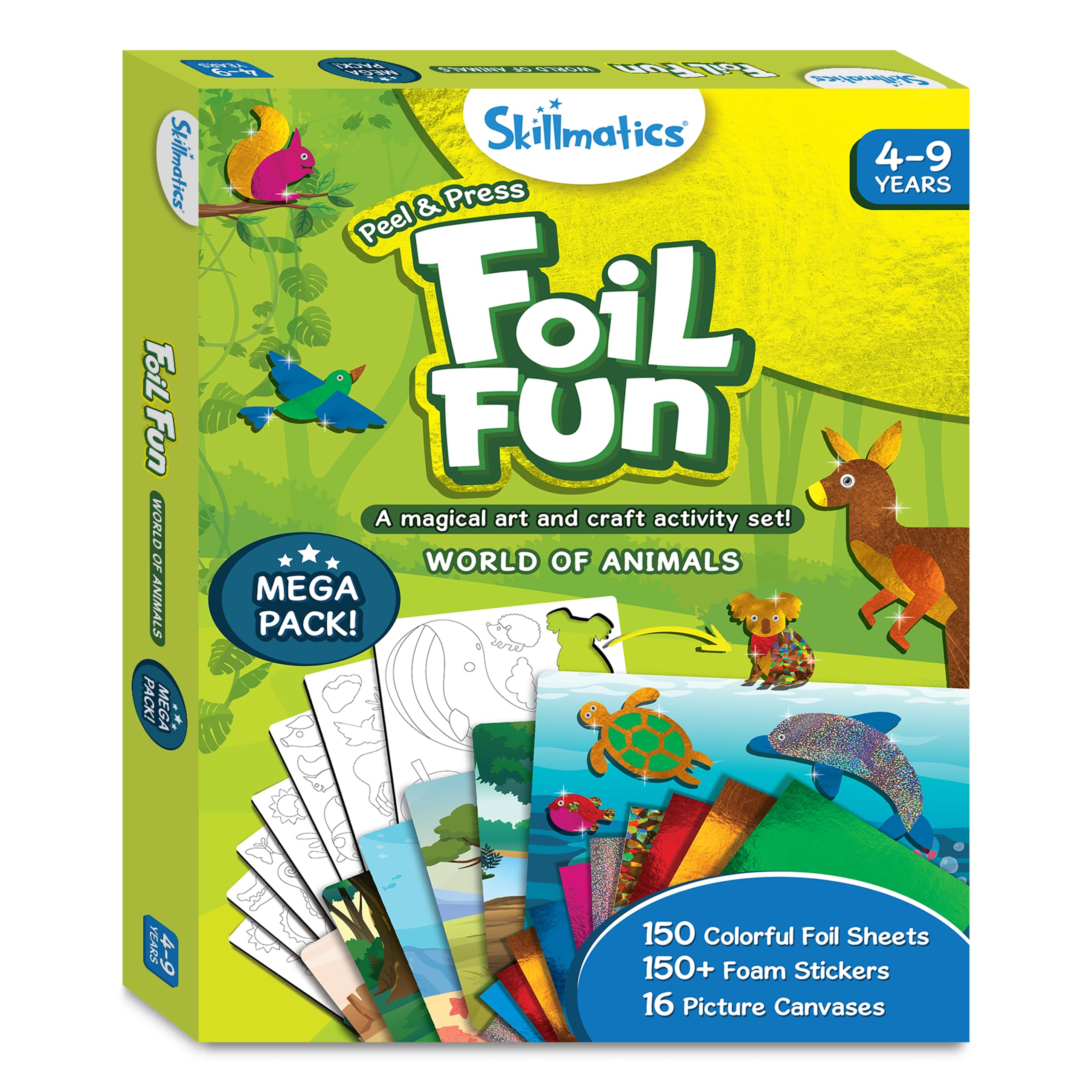 Skillmatics Art & Craft Activity - Foil Fun Dinosaurs, No Mess Art for Kids, Craft Kits & Supplies, DIY Creative Activity, Christmas Gifts for Boys & Girls Ages 4, 5, 6, 7, 8, 9, Travel Toys