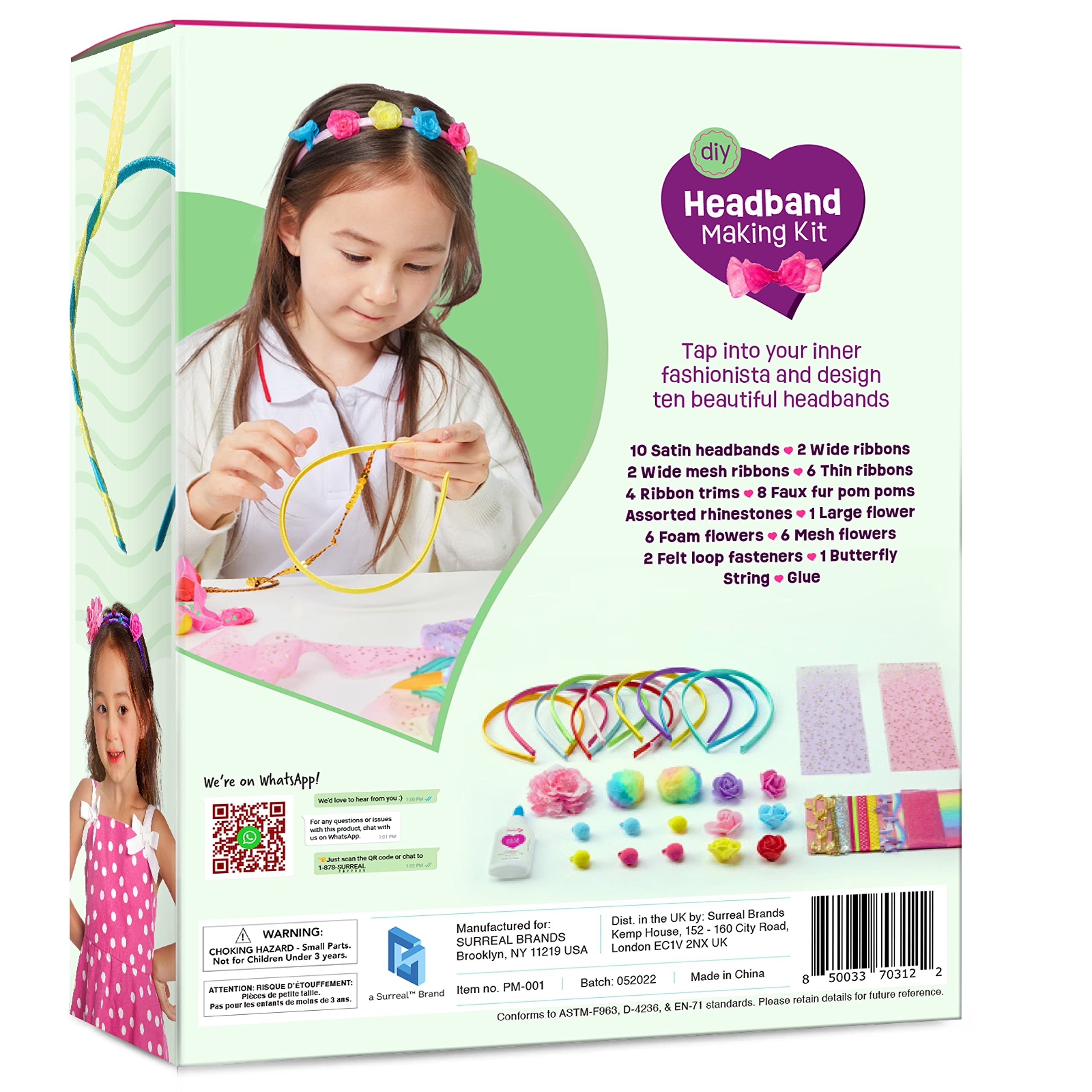 Pretty Me Headband Making Kit for Girls - Arts & Crafts Gift - Make Your Own Fashion Headbands for Kids - DIY Hair Accessories Set - Gift for Ages 5-12 Year Old Girl - Little Kids Art & Craft Gifts