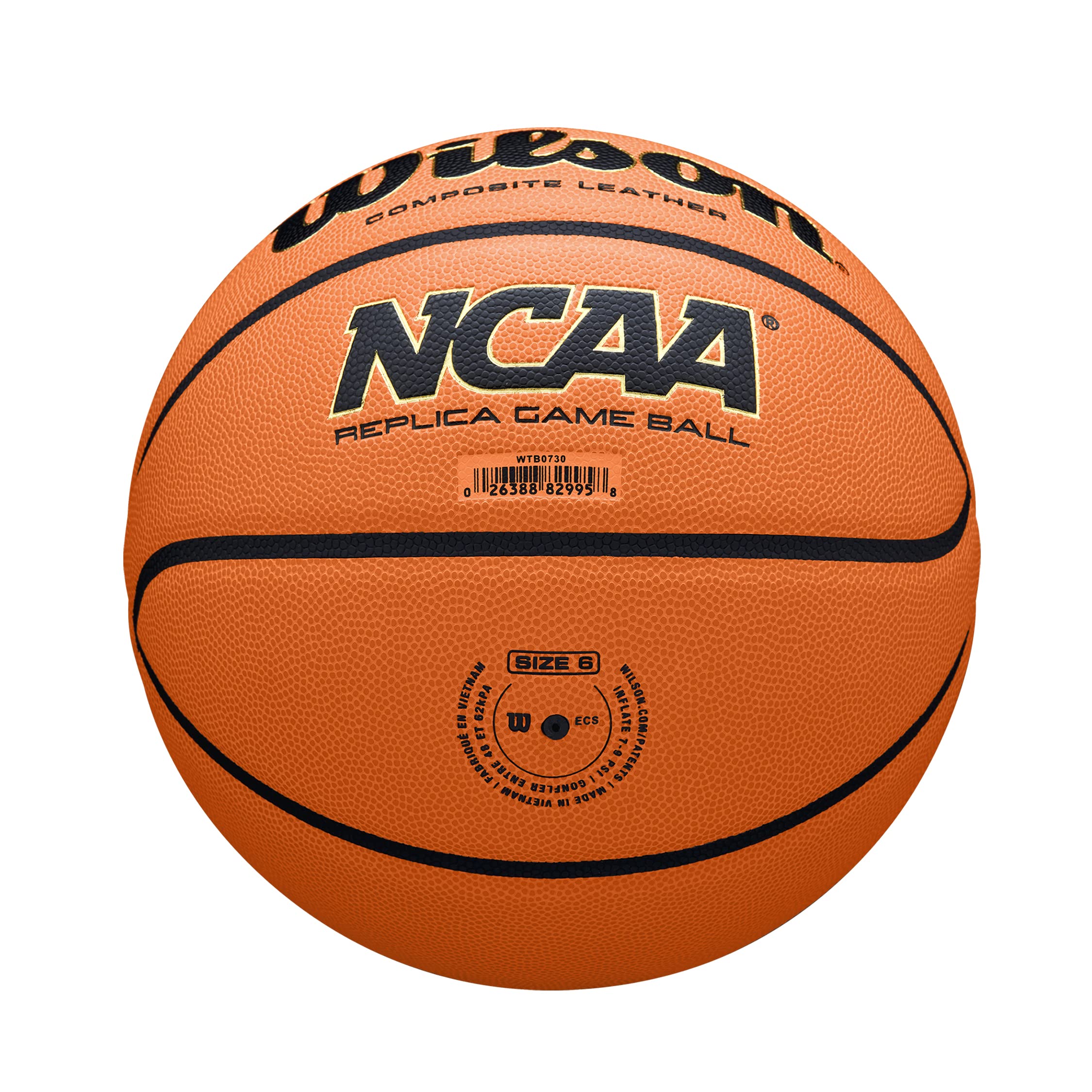 Wilson NCAA Evo NXT Replica Basketball - Size 6 - 28.5", Orange