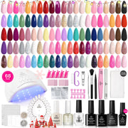 Beetles Gel Nail Polish Kit with U V Light - 68 Pcs Set 35 Colors Pink Glitter Nude Gray Gel Polish with Base and Matte&Glossy Top Coat Vivid Seasons Gel Nail Set Nail Art Manicure Tools Gifts