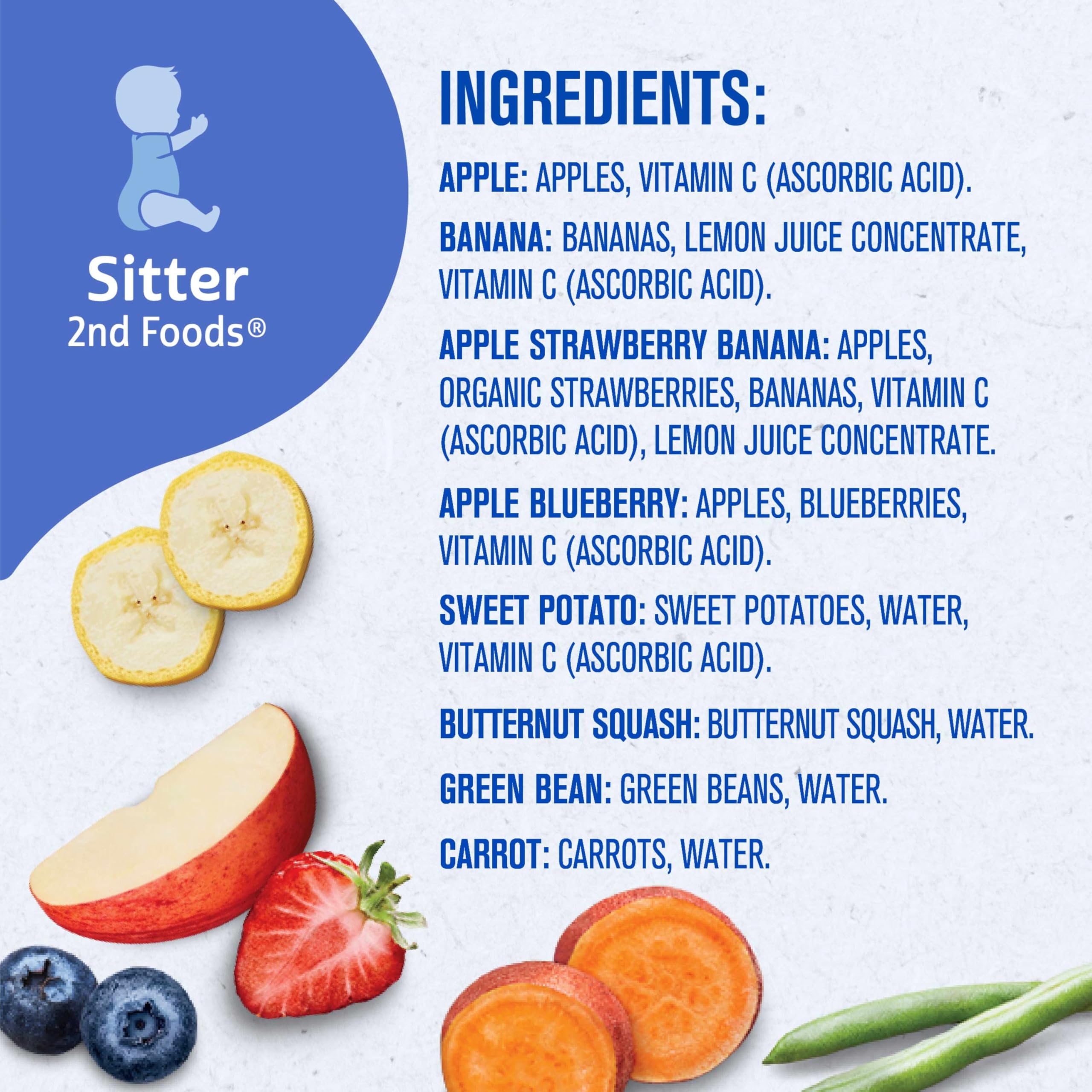 Gerber Purees 2nd Foods Veggie & Fruit Variety Pack, 8 Ounces, Box of 16 (Packaging May Vary)