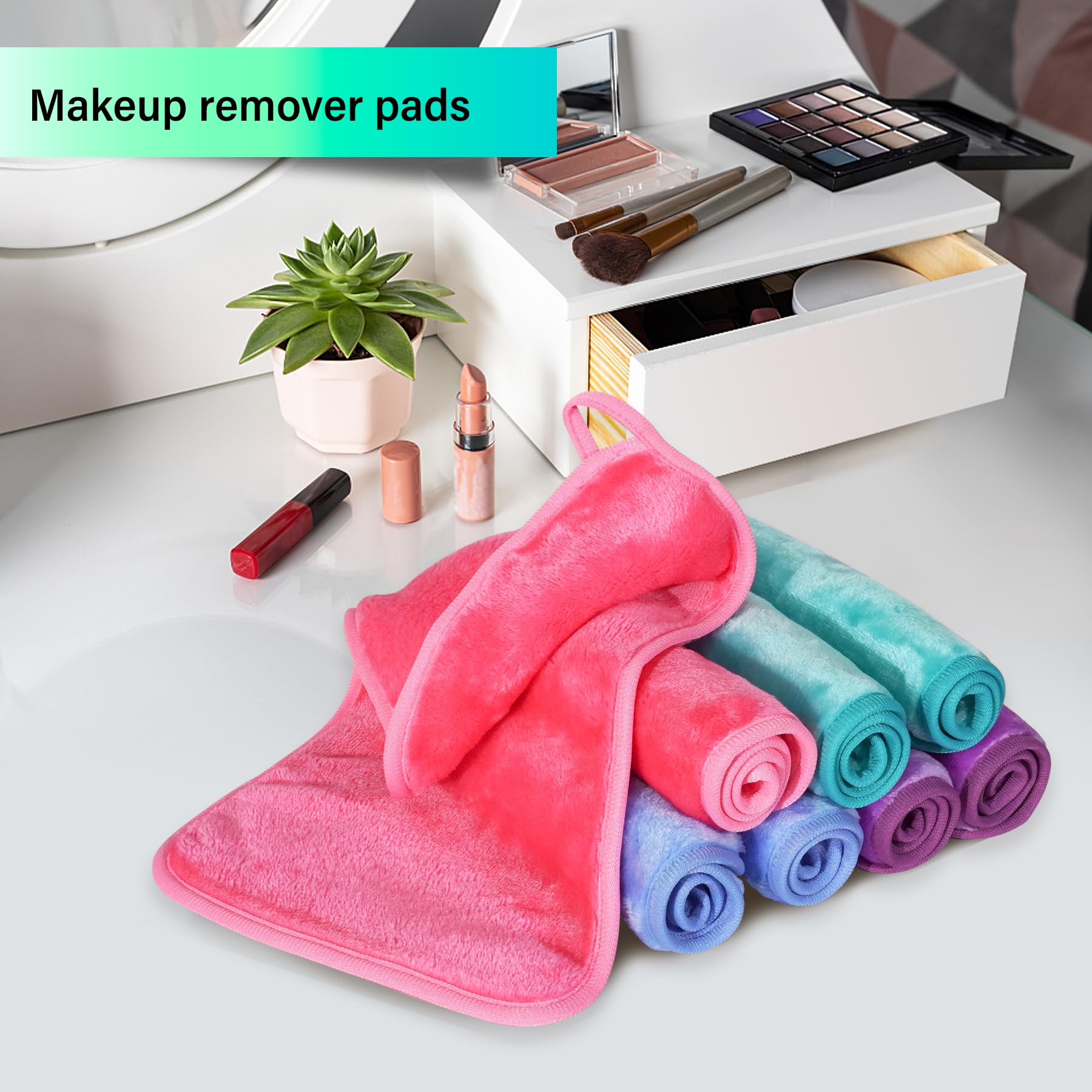 NUGILLA Makeup Remover Cloths, 8 Packs Makeup Remover Towels Reusable Face Wash Cloth, Soft Makeup Remover Microfiber Face Cloth for Women