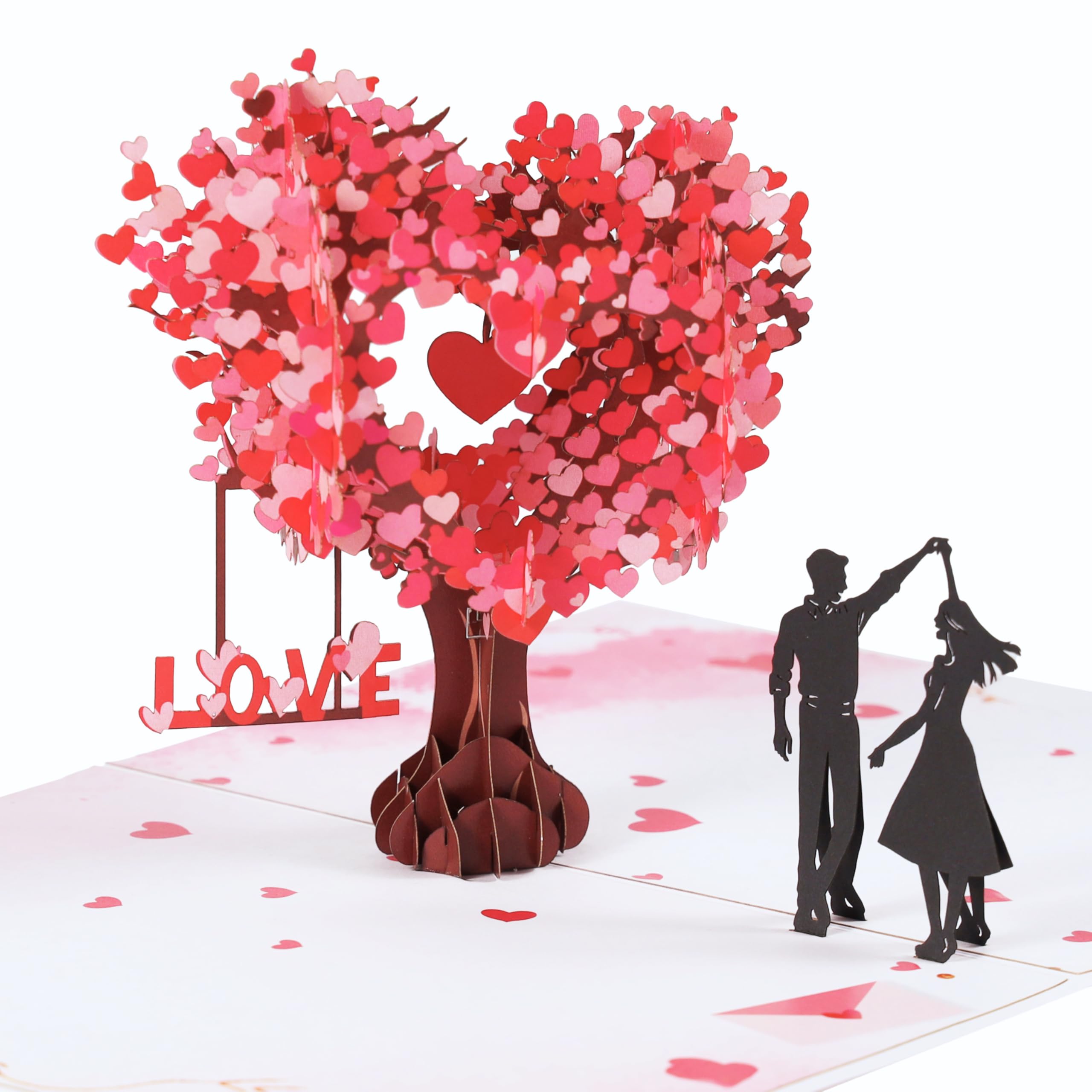 بطاقة منبثقة للذكرى السنوية، بطاقة زفاف ثلاثية الأبعاد بتصميم شجرة حب وقلوب للزوجين، للزوجة، الزوج، له، لها، مثالية كهدية للزفاف، أعياد الميلاد الرومانسية، الذكرى السنوية، عيد الحب، عيد الأم، مقاس 6x8 بوصة