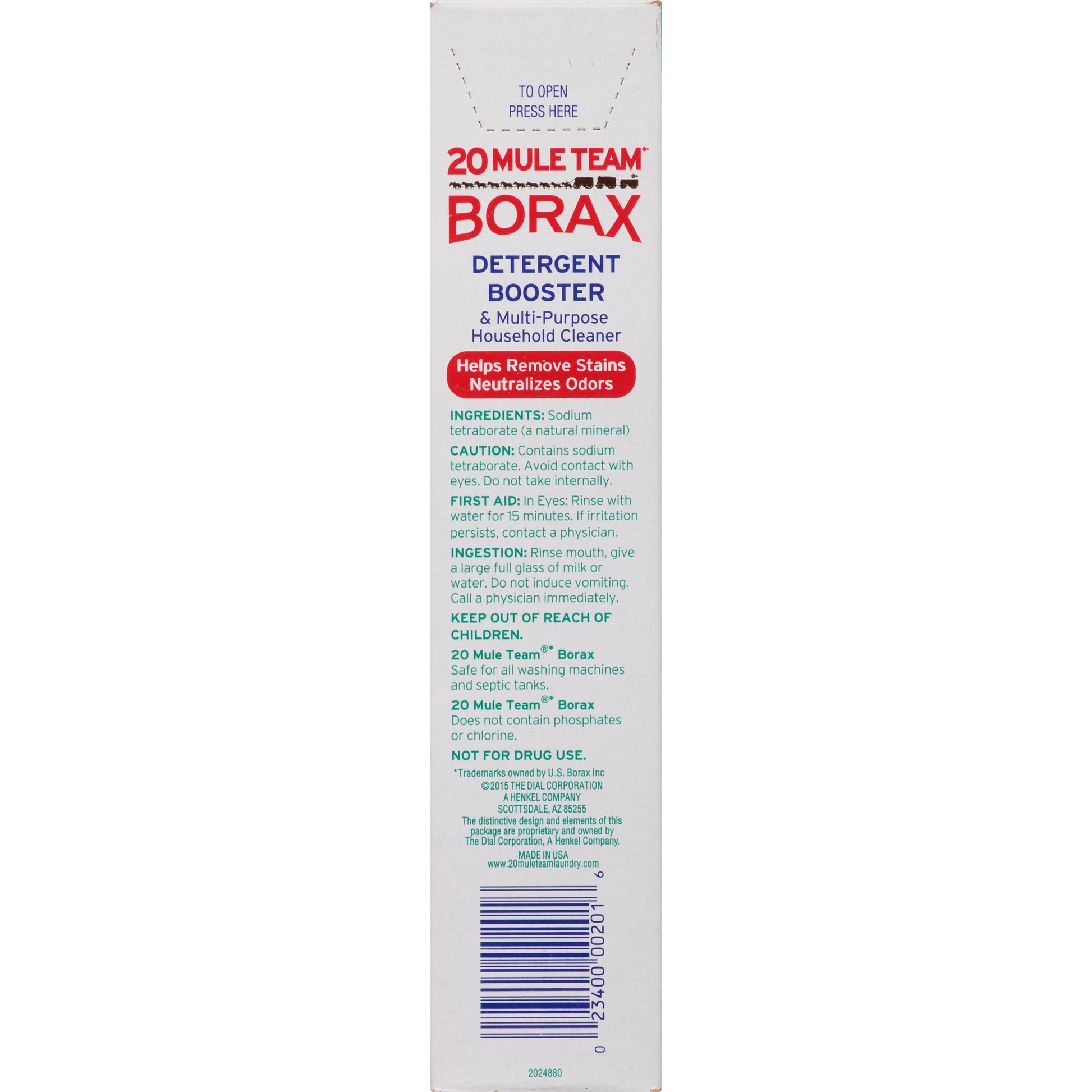 20 Mule Team All Natural Borax Detergent Booster & Multi-Purpose Household Cleaner, 65 Ounce, 4 Count