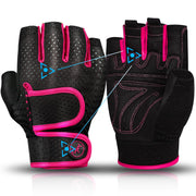 MOREOK Workout Gloves Padded Weight Lifting Gloves for Men/Women, [3MM Gel] Fingerless Grip Gym Gloves Fitness Gloves Pink-M