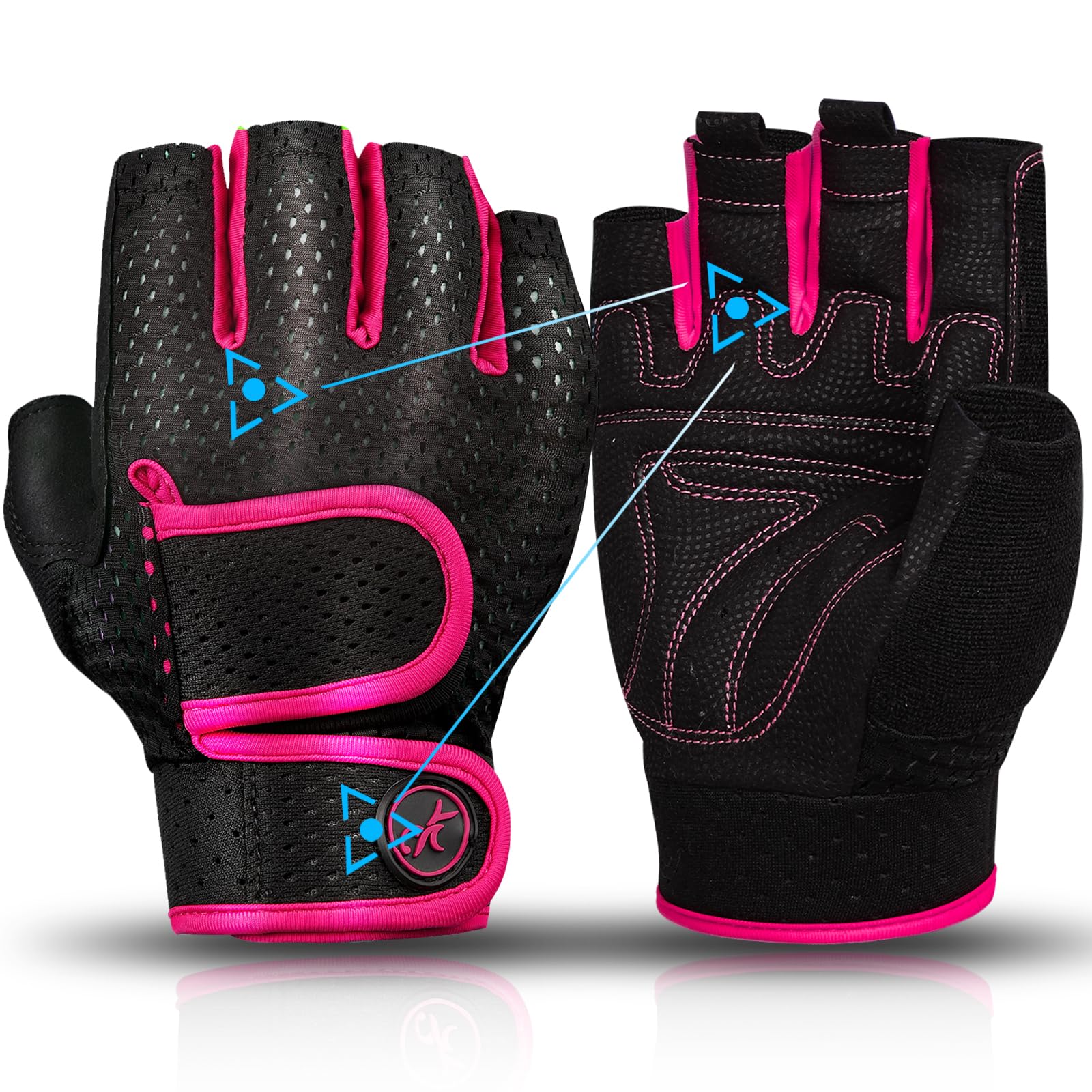 MOREOK Workout Gloves Padded Weight Lifting Gloves for Men/Women, [3MM Gel] Fingerless Grip Gym Gloves Fitness Gloves Pink-M