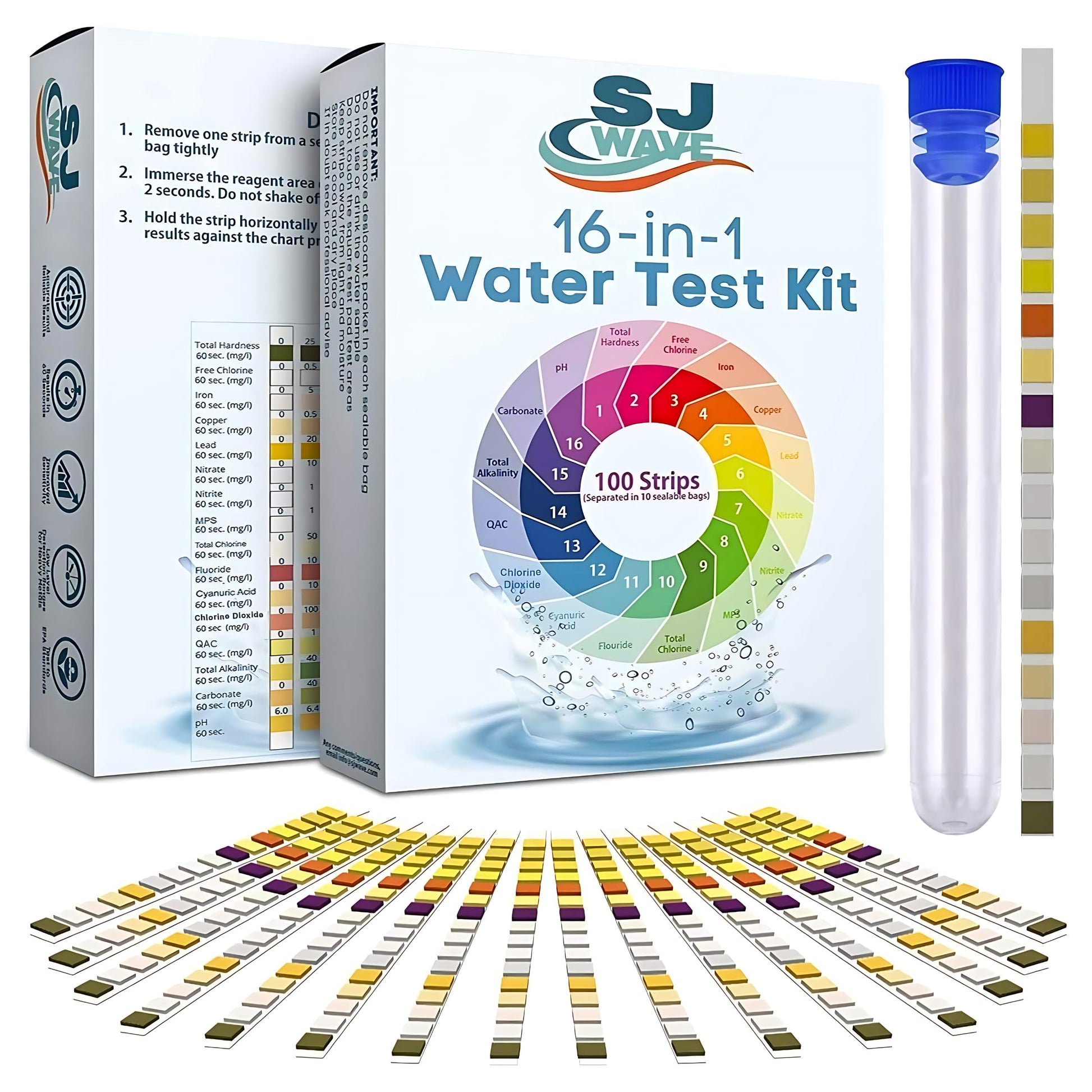 16 in 1 Water Testing Kits For Drinking Water - High Sensitivity Drinking Water Test kit -Test Strips Detect PH, lead, Iron & Many|Home Water Purity PH Test Strips For Aquarium, Pool, Well & Tap Water