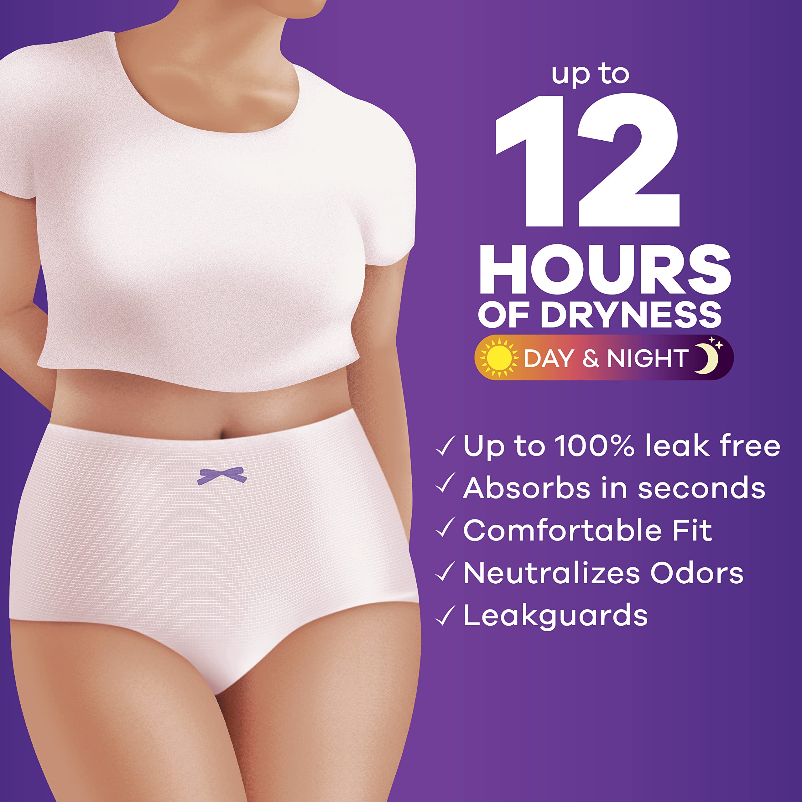 Always Discreet Adult Incontinence Underwear for Women and Postpartum Underwear, Large, Up to 100% Bladder Leak Protection, 28 Count