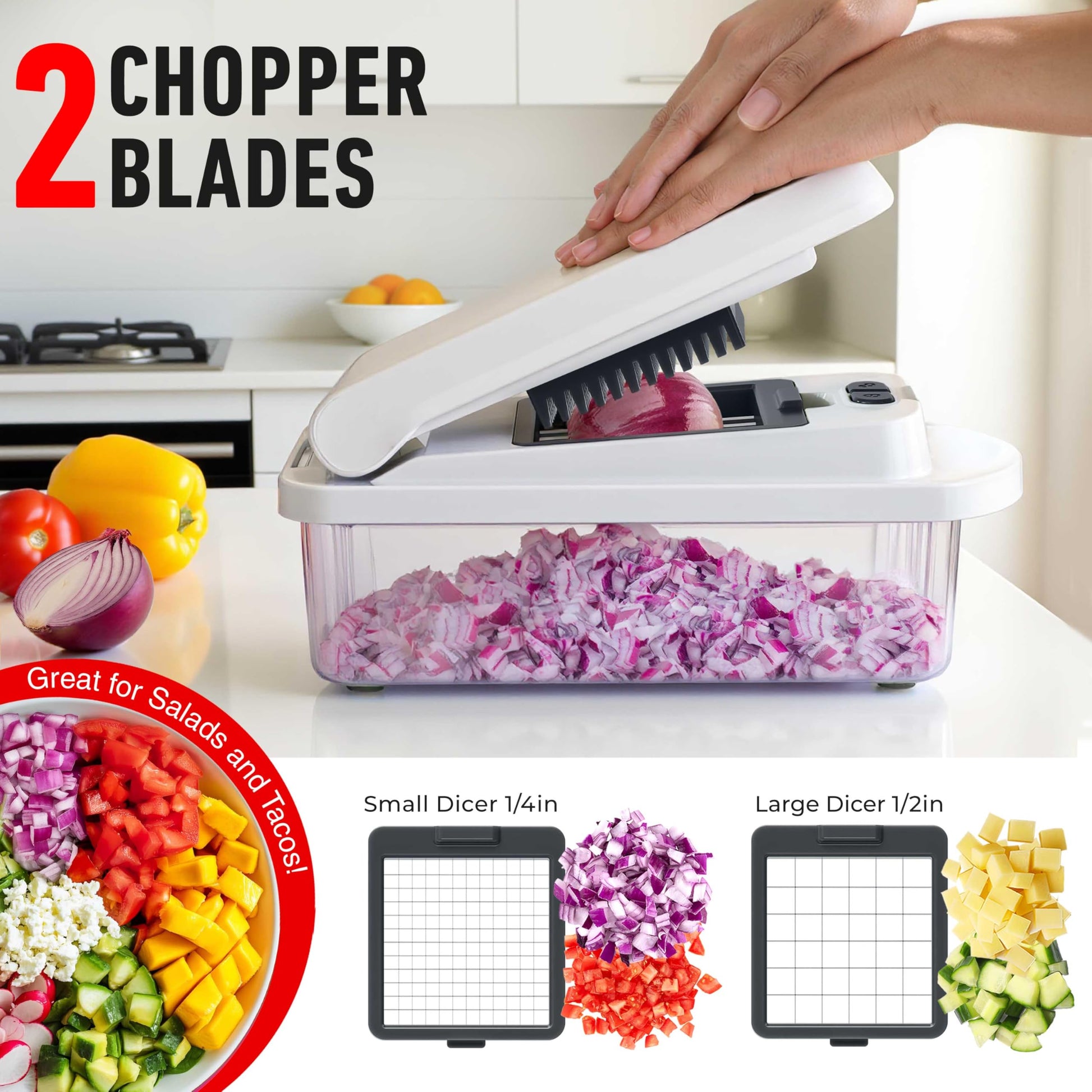 Mueller The Real Original Pro Chopper since 2013 Vegetable Chopper Mandoline Slicer, 8 Blade Food Veggie Chopper Onion Vegetable Cutter with Container, Kitchen Gadgets & Essentials, (10 in 1)