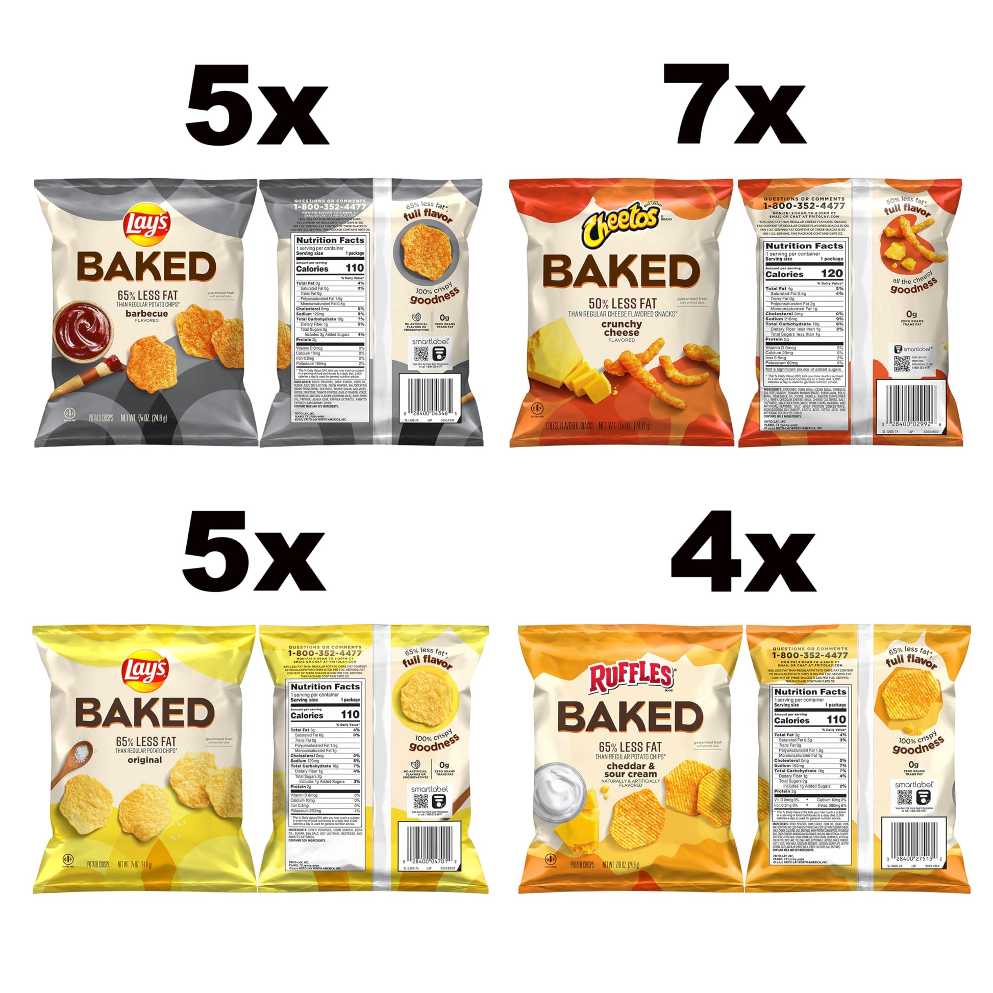 Frito-Lay Baked Variety Pack, 0.875 Ounce Snack Bags (Pack of 21)
