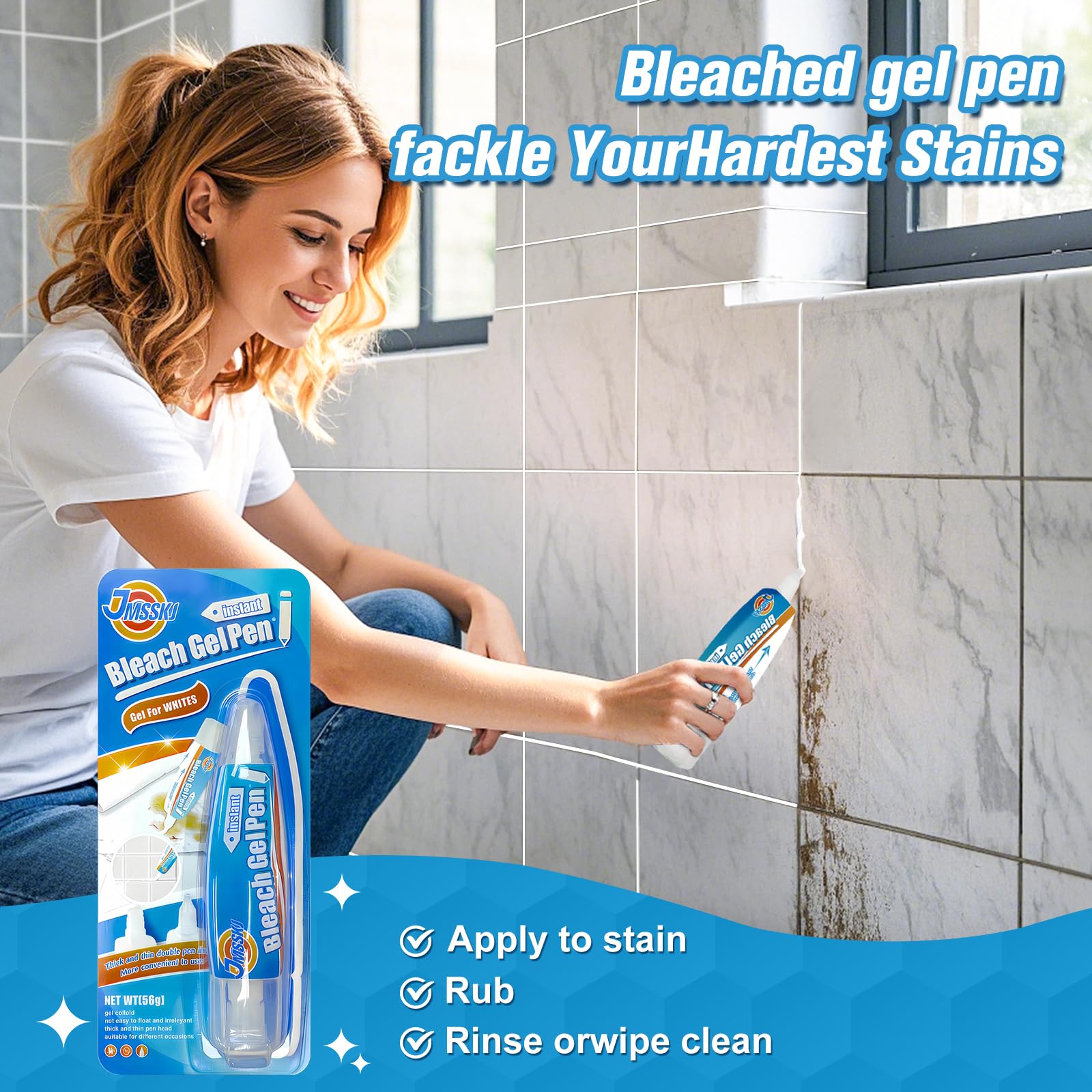 Bleach Pen, Bleach Pen For Clothing, Stain Remover Pen, Mold Stain Remover Gel, Clothing Bleached DIY design, Travel Accessories, Lnstantly Remove Stains, Pearl white (1.76 Fl Oz (Pack of 1), Lemon)