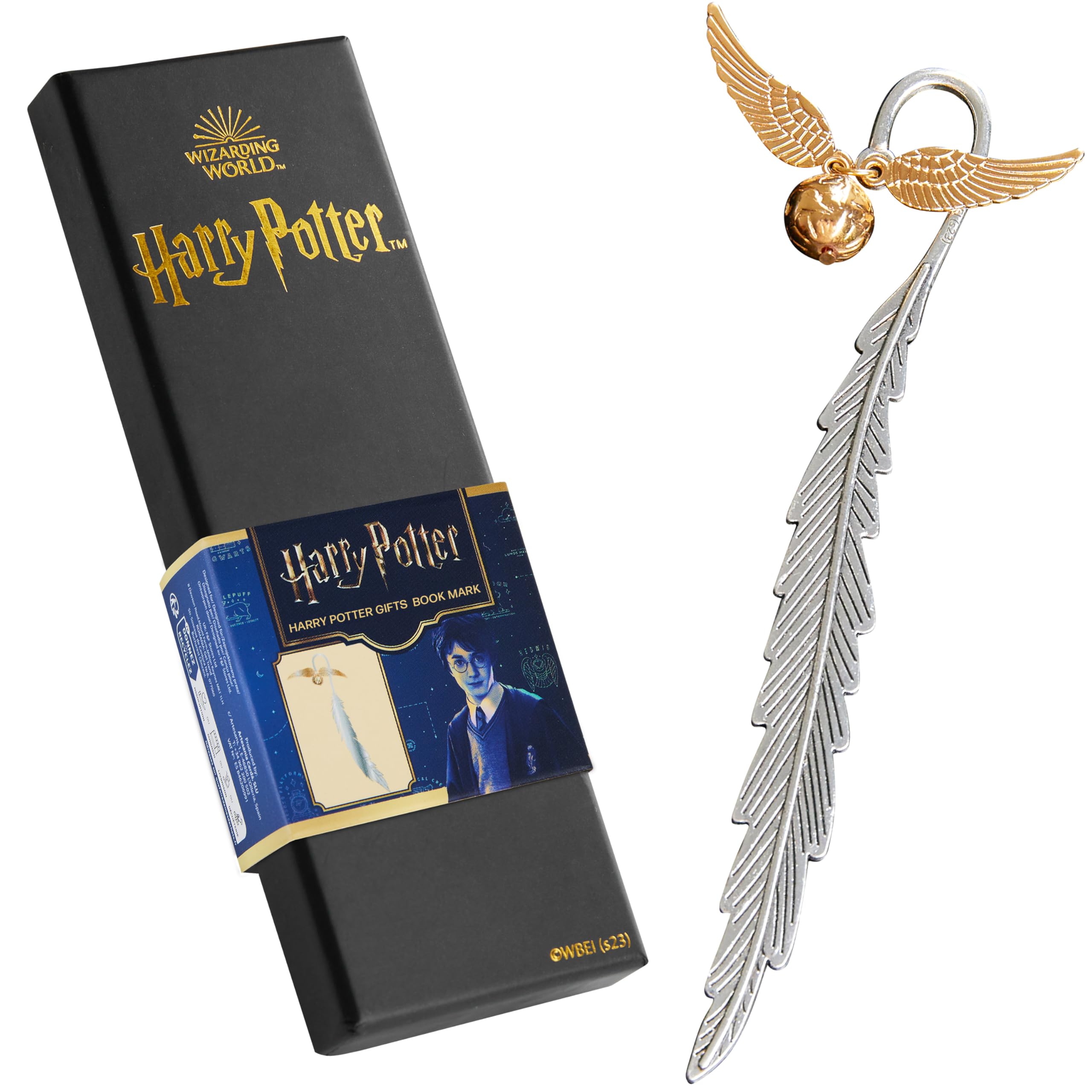 Harry Potter Metal Bookmark with Hanging Charm Golden Snitch Hogwarts Reading Gifts Book Lovers Gift Box (Golden Snitch)
