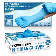 Medguy Medical Nitrile Exam Gloves, Powder-Free Latex-Free Non-Sterile Food-Grade 4.5 Mil Disposable Glove, Blue 100 Pcs (X-Large)