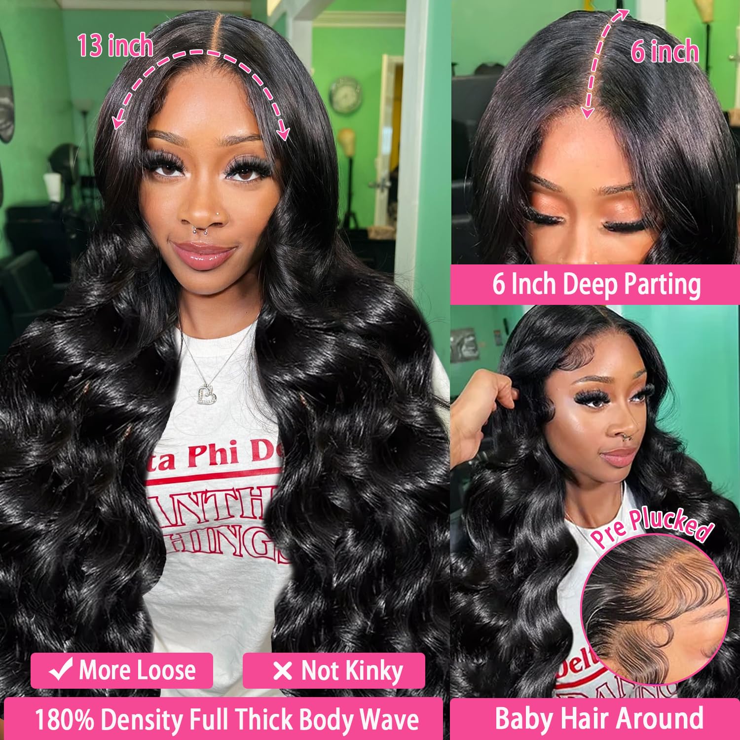 Smabuity 13x6 Body Wave Lace Front Wigs Human Hair Pre Plucked HD Transparent Lace Frontal Wigs Human Hair 180% Density Glueless Human Wigs with Baby Hair for Women 26 Inch
