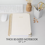 Aesthetic Thick Spiral Notebook Journal For Women in B5 Format - Modern Linen Hardcover College Ruled Note Book With 300 Lined Pages - Perfect For Writing And Staying Organized at Work or School