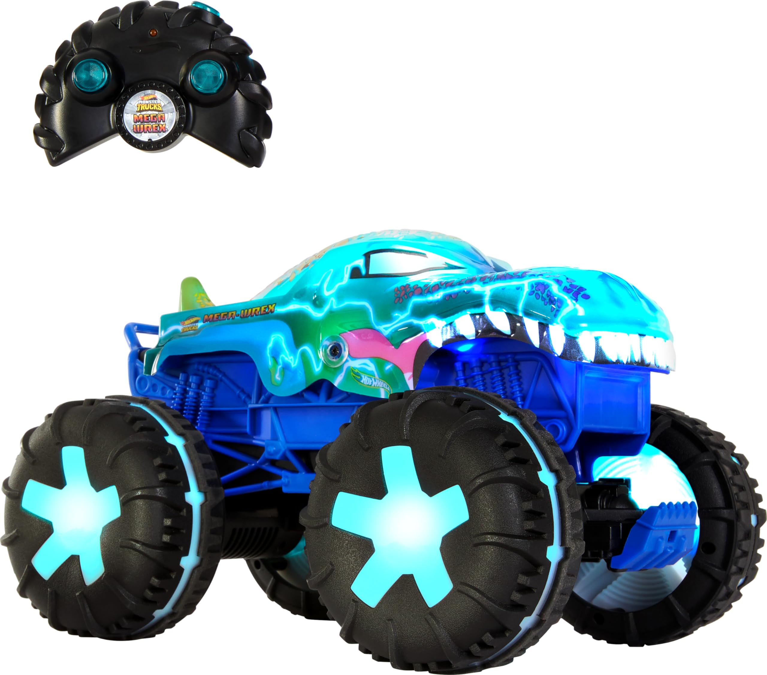 Hot Wheels RC Toy, Remote-Control Monster Trucks Unstoppable Tiger Shark in 1:15 Scale with Terrain Action Tires