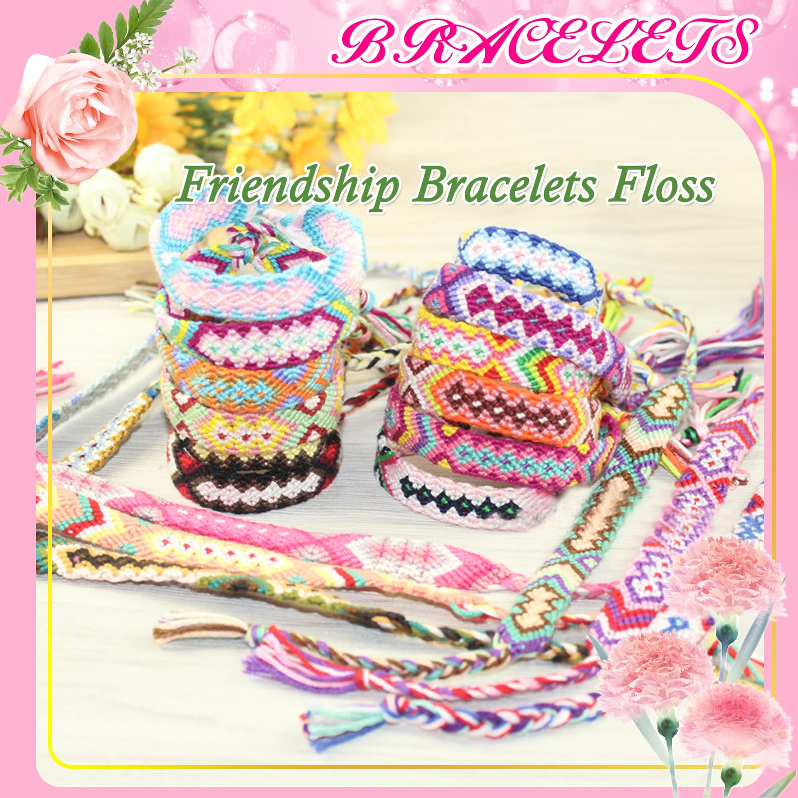 Friendship Bracelet String 50 Skeins Fashionable Rainbow Color Embroidery Floss Cross Stitch Embroidery Thread Cotton Floss Bracelet Yarn, Craft Floss