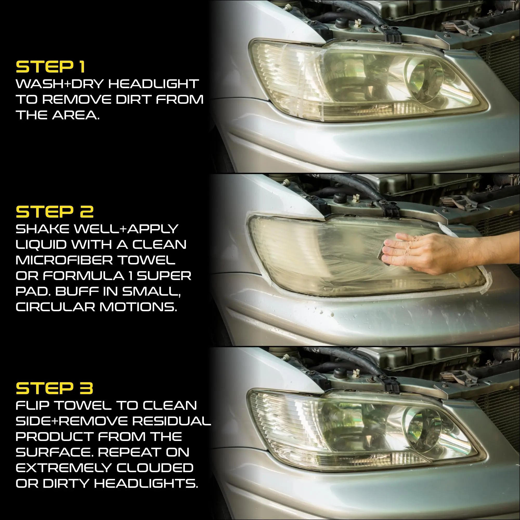 Formula 1 Headlight Restorer & Sealant – One Step Polish to Clean & Renew Yellowed Headlights, Windscreens, or Exterior Plastics (8 oz.)