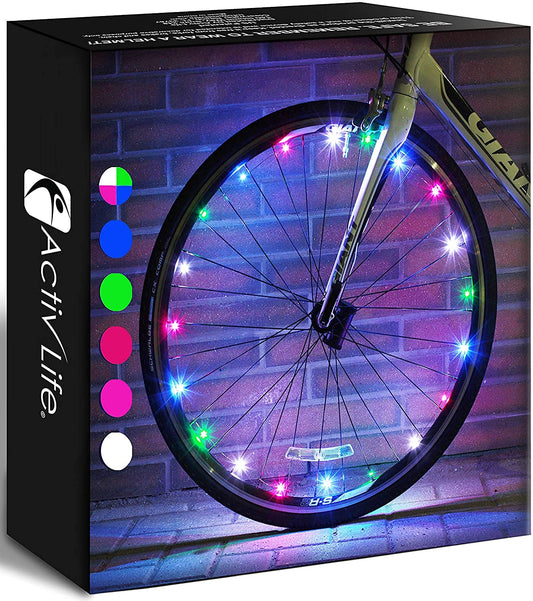 Activ Life LED Bike Wheel Lights (2 Tires) Cool Bike Lights - Kids Stocking Stuffer for Kids Toys Gifts Boys 8-12 Age 11 10 Year Old Boy Girls BMX Accessories Women Bicycle Spoke Teen Bday 8 9