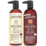 PURA D'OR Professional Grade Clinically Formulated Biotin Shampoo & Conditioner For Hair Thinning - 2X Concentrated DHT Blocker Thickening Products For Women & Men, Sulfate Free, 16oz x2