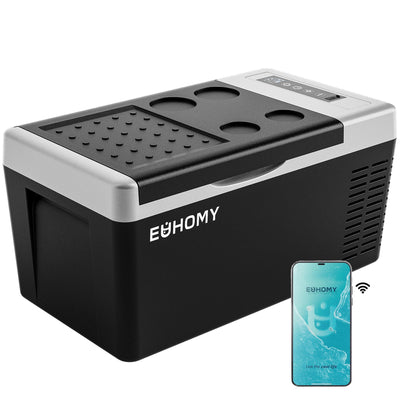 EUHOMY 12 Volt Refrigerator, 19QT(18L) Compressor Electric Cooler APP Control, Car Fridge -4~68, Portable Refrigerator 12/24V DC 100-240V AC, Portable Freezer for Camping, Travel, Boat