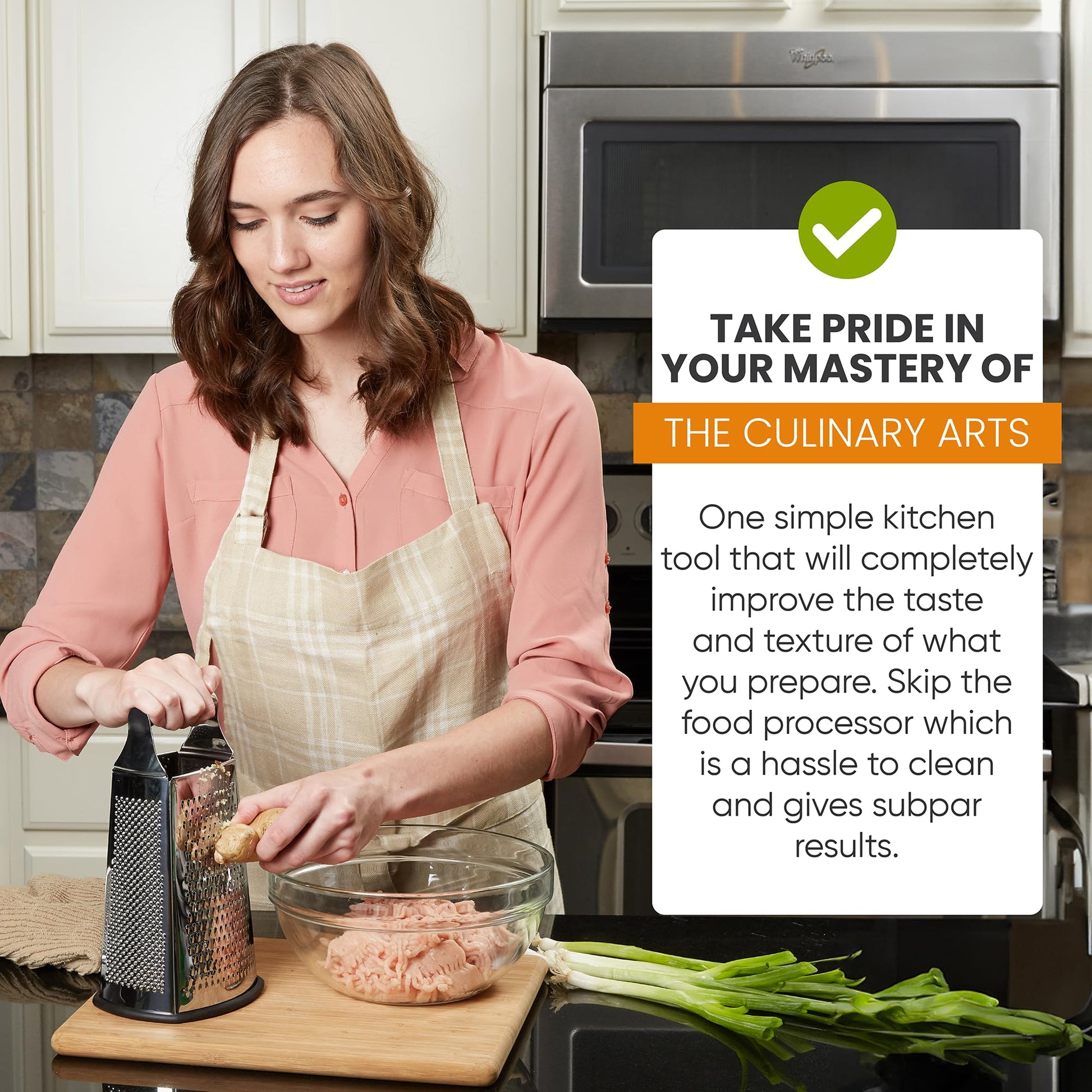 Spring Chef Professional Large Parmesan Cheese Grater, Stainless Steel Metal Box Grater with Handle, 4 Sided Handheld Kitchen Food Shredder for Cheese, Carrot, Veggie, Ginger, Potato - Dishwasher Safe