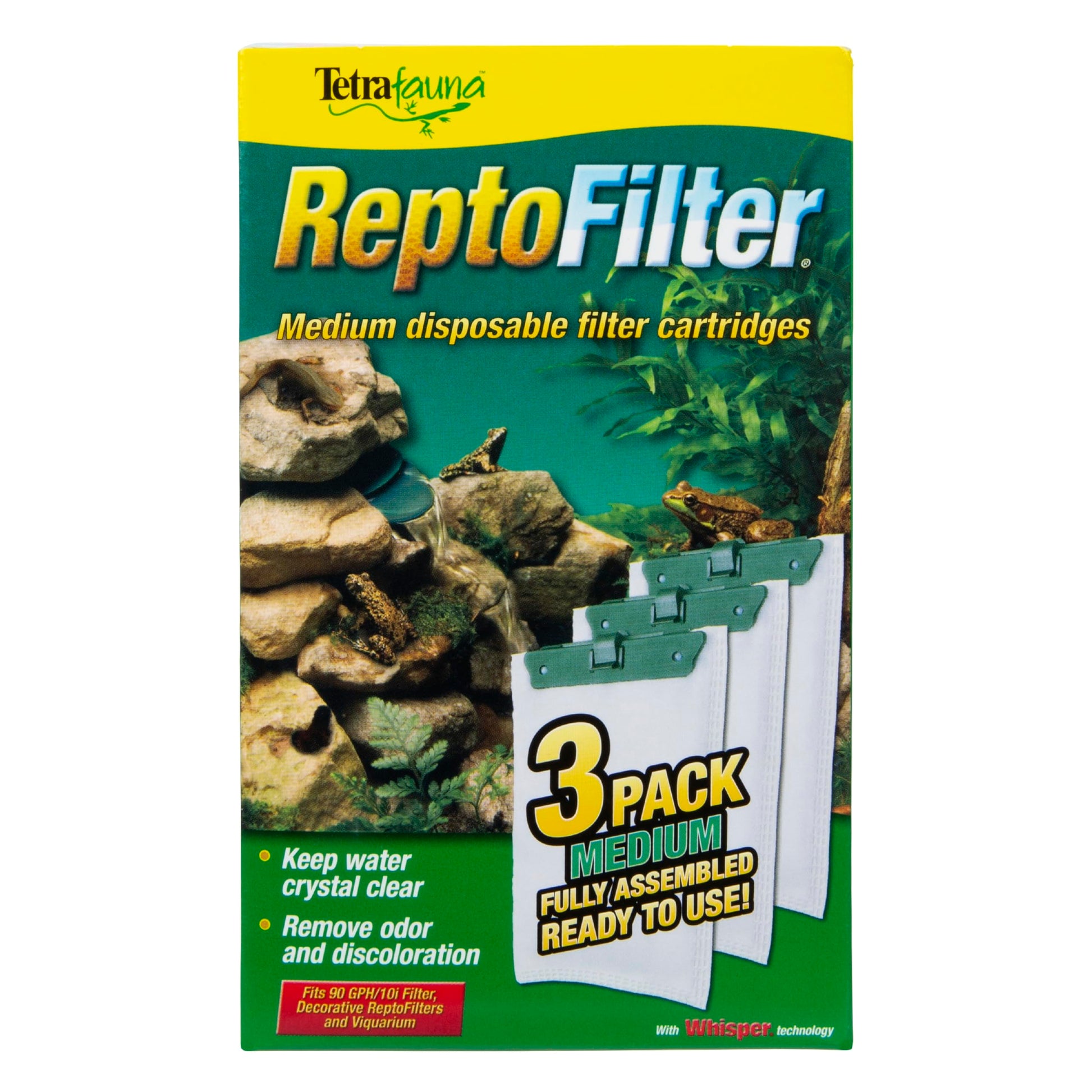 TetraFauna ReptoFilter Filter Cartridges, Size Medium, Filter Cartridge Refills, 3 Count