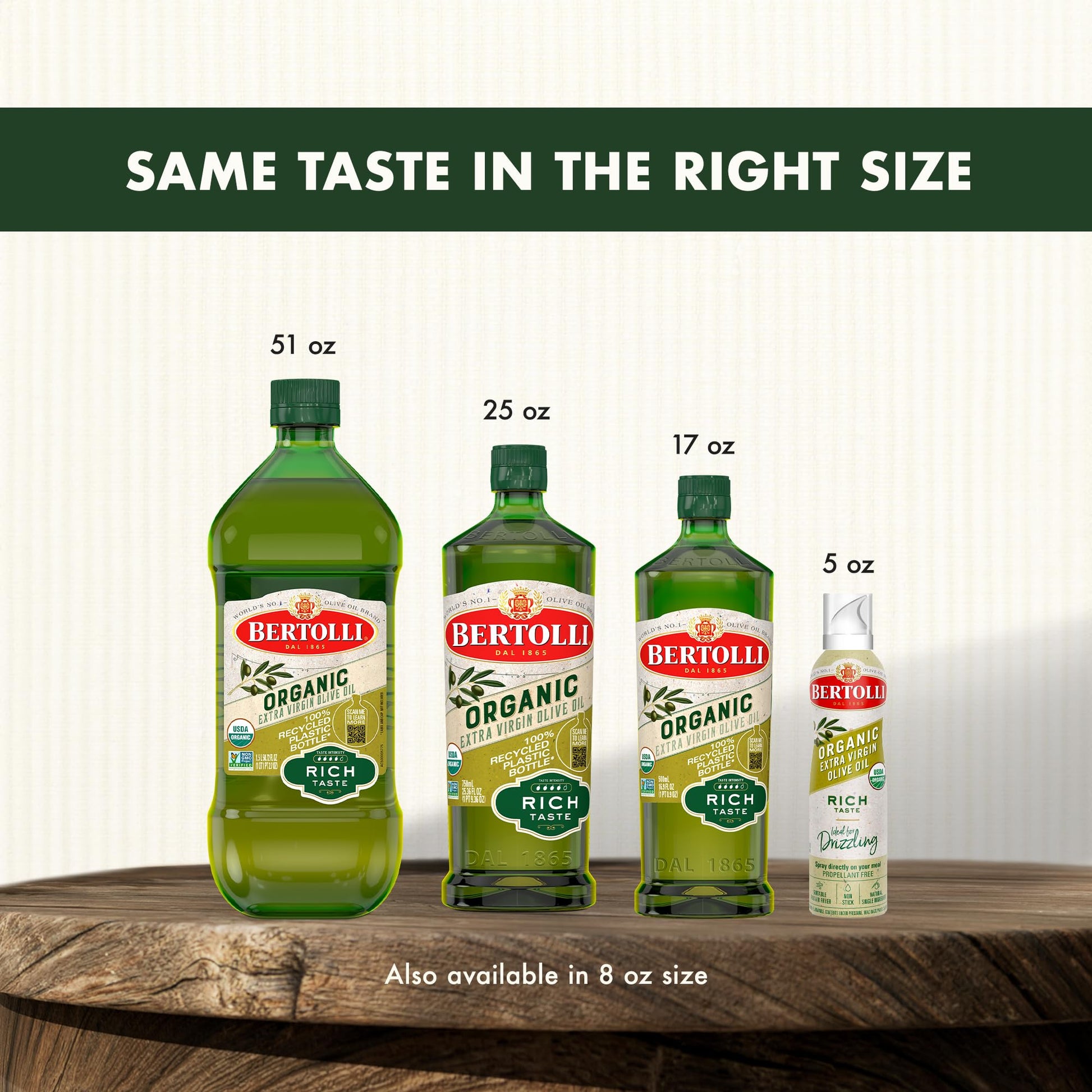 Bertolli Organic Extra Virgin Olive Oil, Rich Taste, 25.36 fl oz