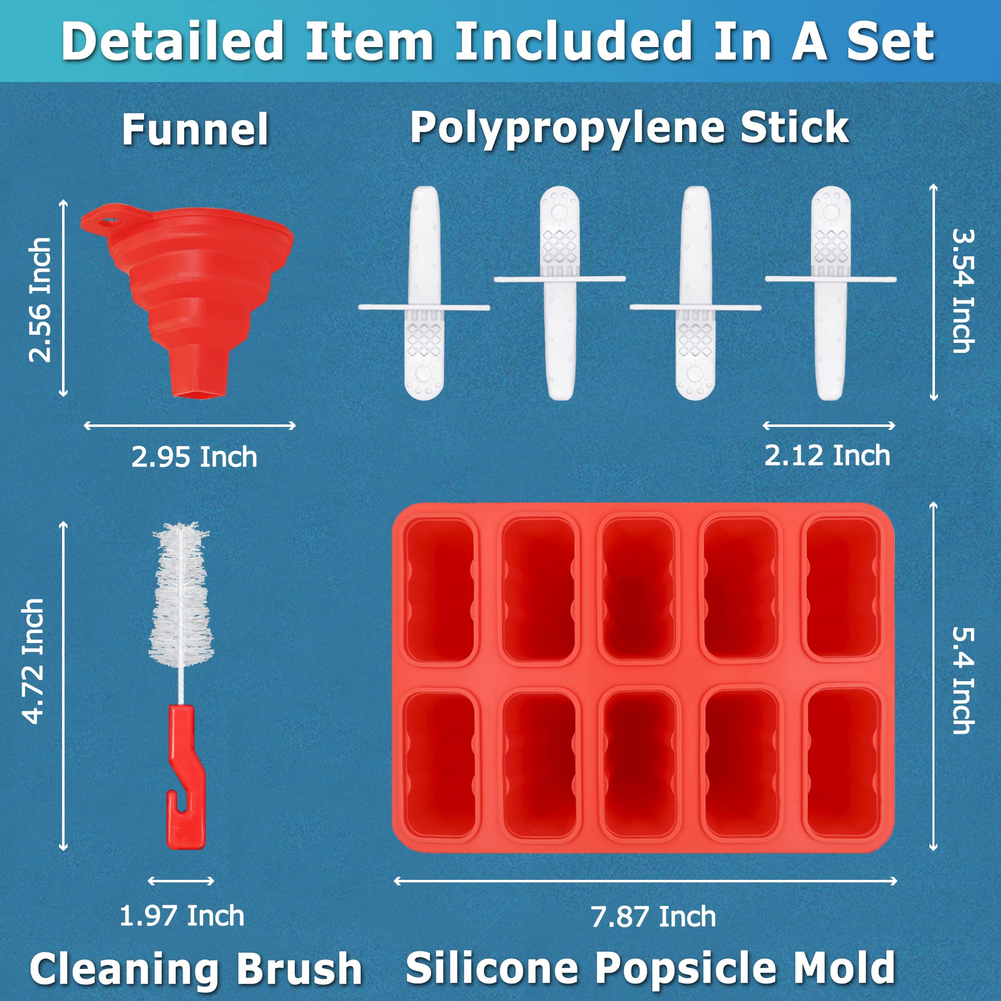 Silicone Popsicle Molds 10-cavity, DIY Ice Pop Mold for Kids Adult Teens, BPA Free Ice Cream Molds for Party Yogurt Juice Smoothies Sticks