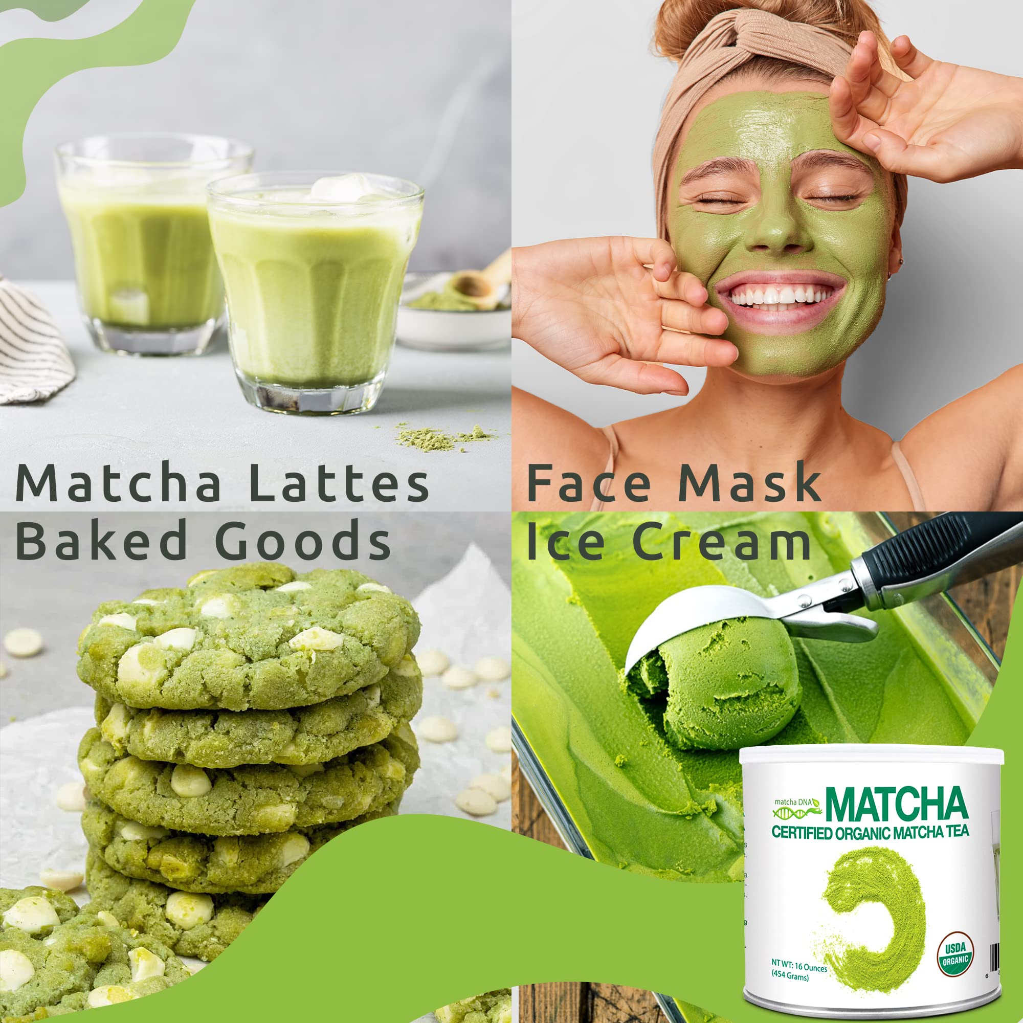 MATCHA DNA Certified Organic Matcha Green Tea Powder (16 oz TIN CAN)