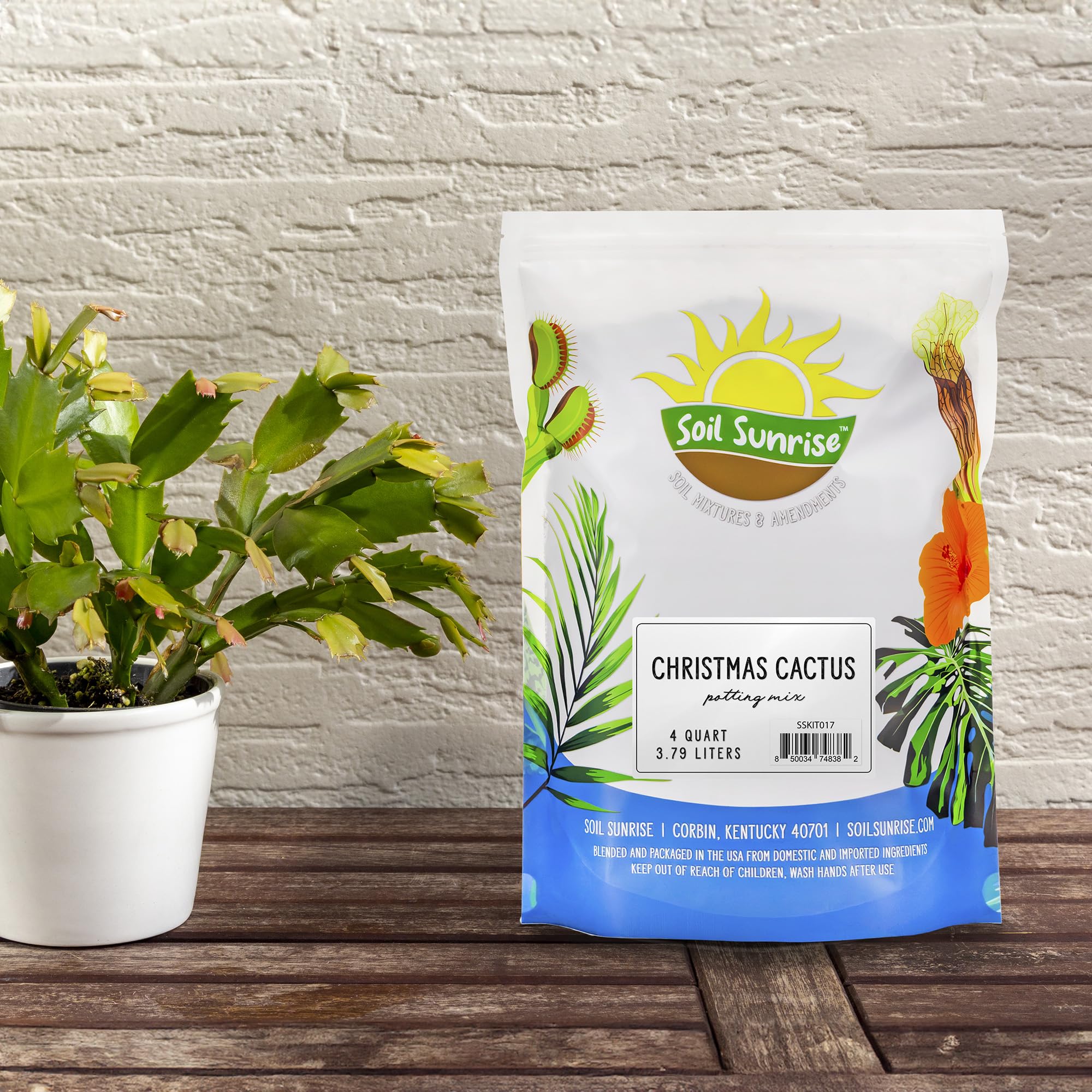 Christmas Cactus Potting Soil Mix (4 Quarts), Custom Blend for Xmas, Easter, and Thanksgiving Cactus Tropical Indoor Houseplants