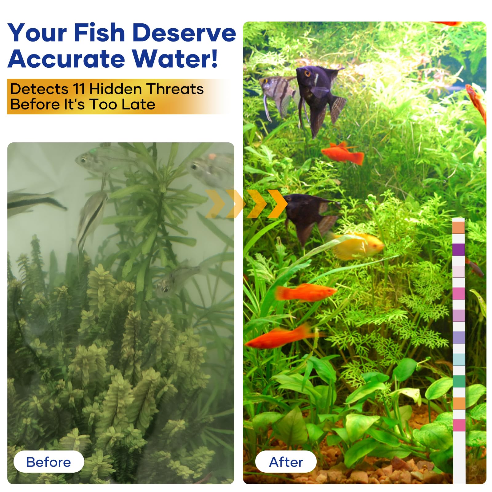 11 in 1 - Aquarium Test Strips | 950 Tests - 150 Strips | Fish Tank Aquariums Water Test Kit & ebook | Aquarium Thermometer | Fish Tank Water Testing Kit Includes 50 Ammonia Strips | Versatile Usage