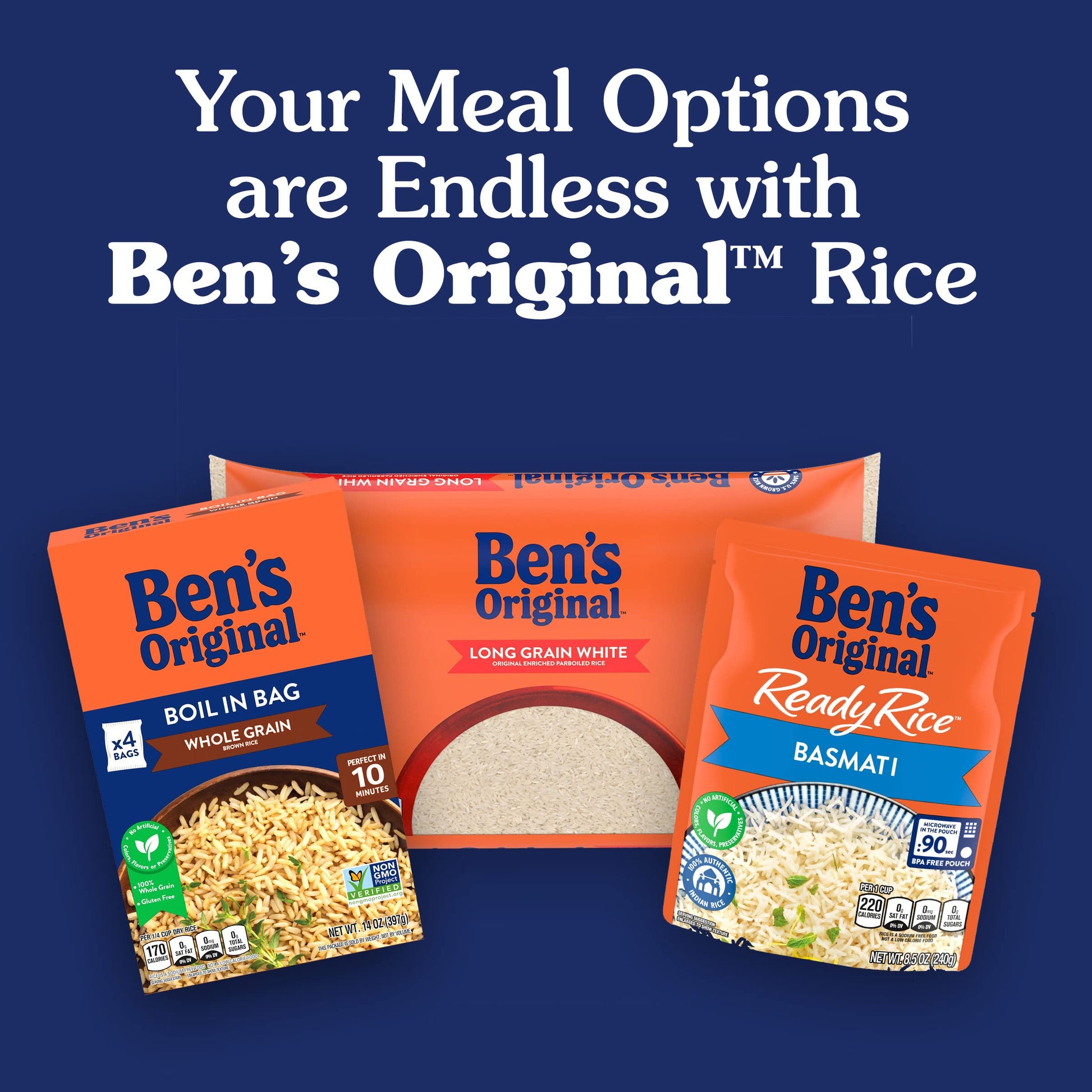 BEN'S ORIGINAL Enriched Long Grain White Rice, Parboiled Rice, 10 lb Bag