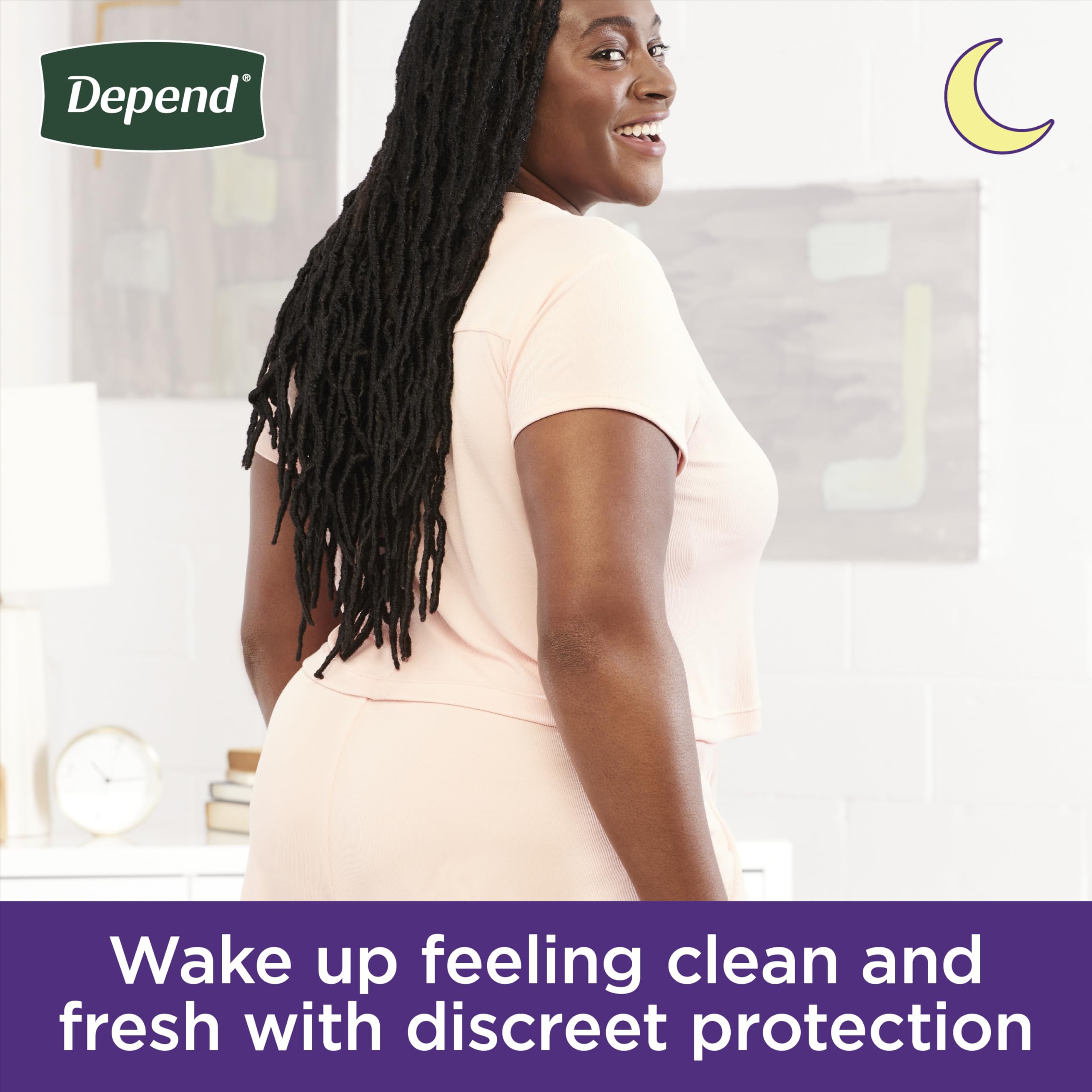 Depend Night Defense Adult Incontinence & Postpartum Bladder Leak Underwear for Women, Disposable, Overnight, Medium, Blush, 60 Count (4 Packs of 15), Packaging May Vary