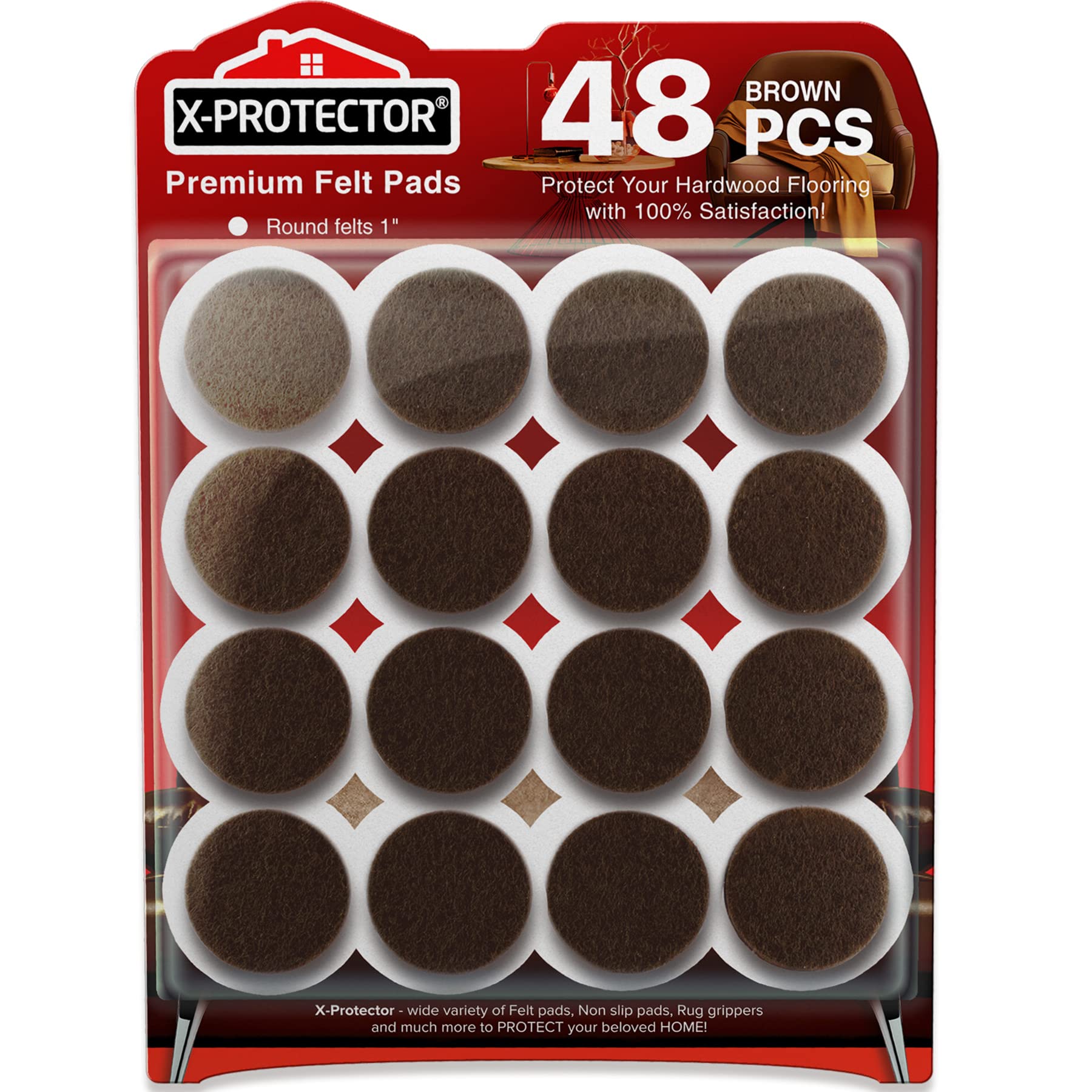 Felt Furniture Pads X-PROTECTOR 133 PCS Premium Furniture Pads - Felt Pads Furniture Feet Best Wood Floor Protectors - Protect Your Hardwood & Laminate Flooring! Brown and Beige