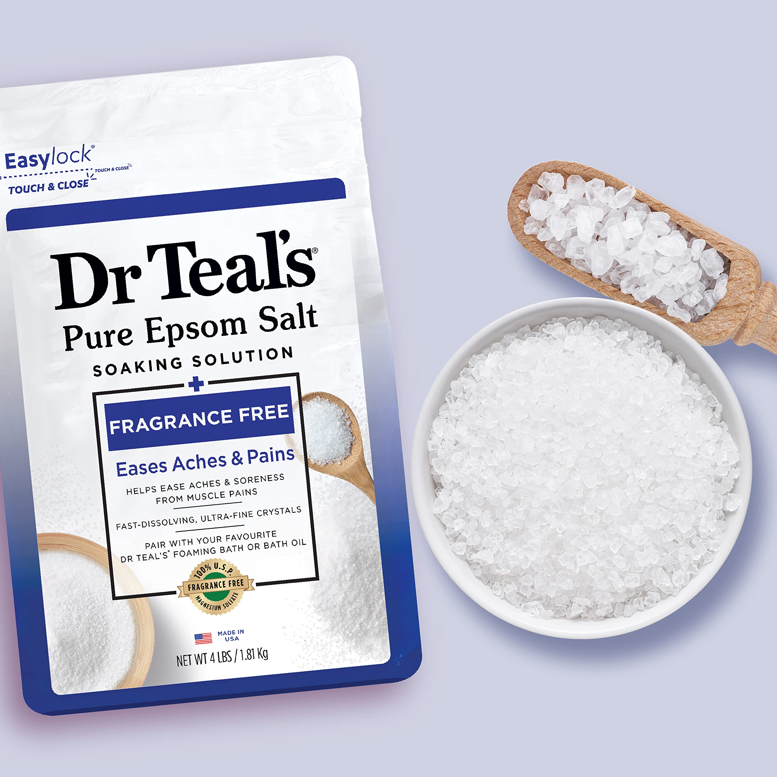 Dr Teal's Epsom Salt Magnesium Soak, Fragrance Free, 4 lbs